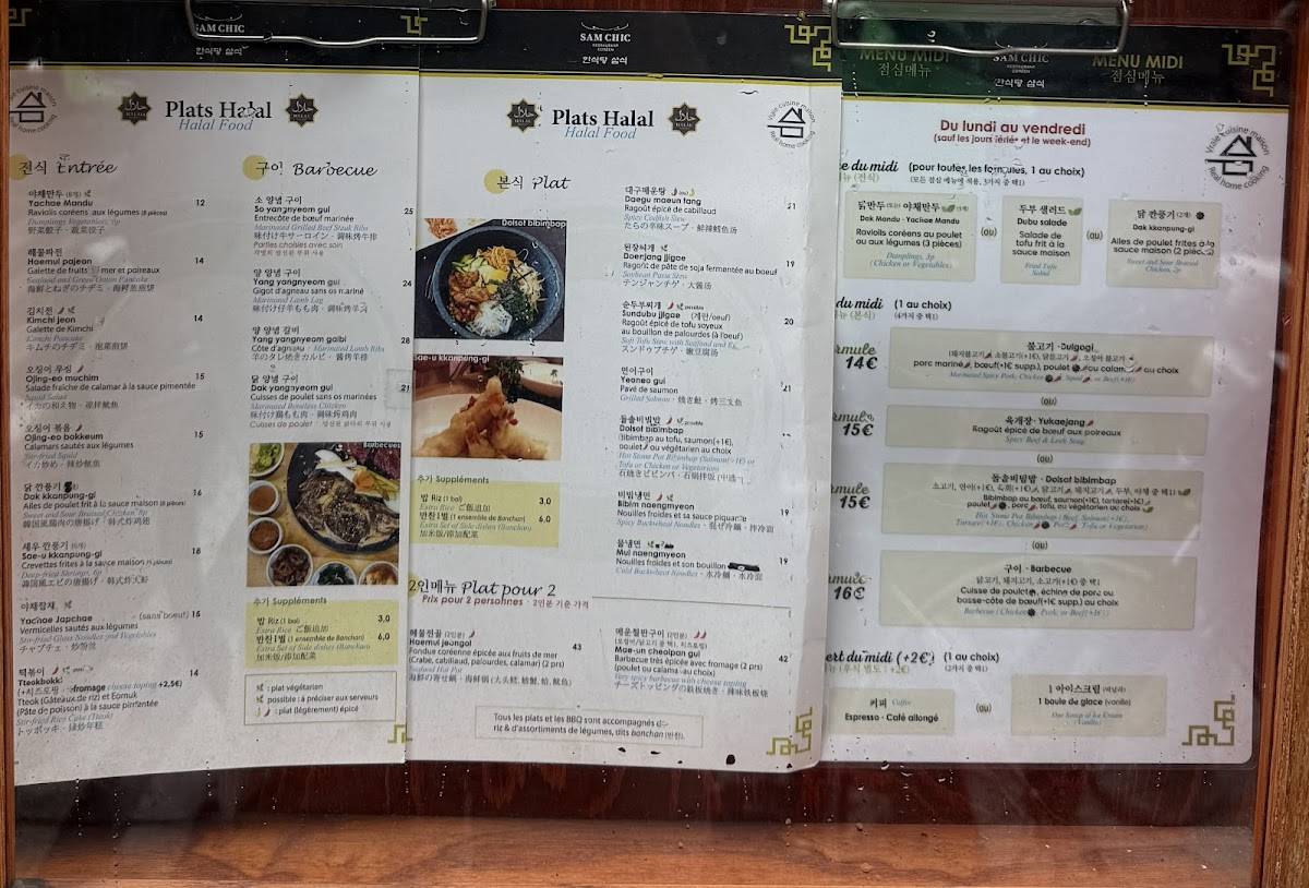 Menu de Sam Chic