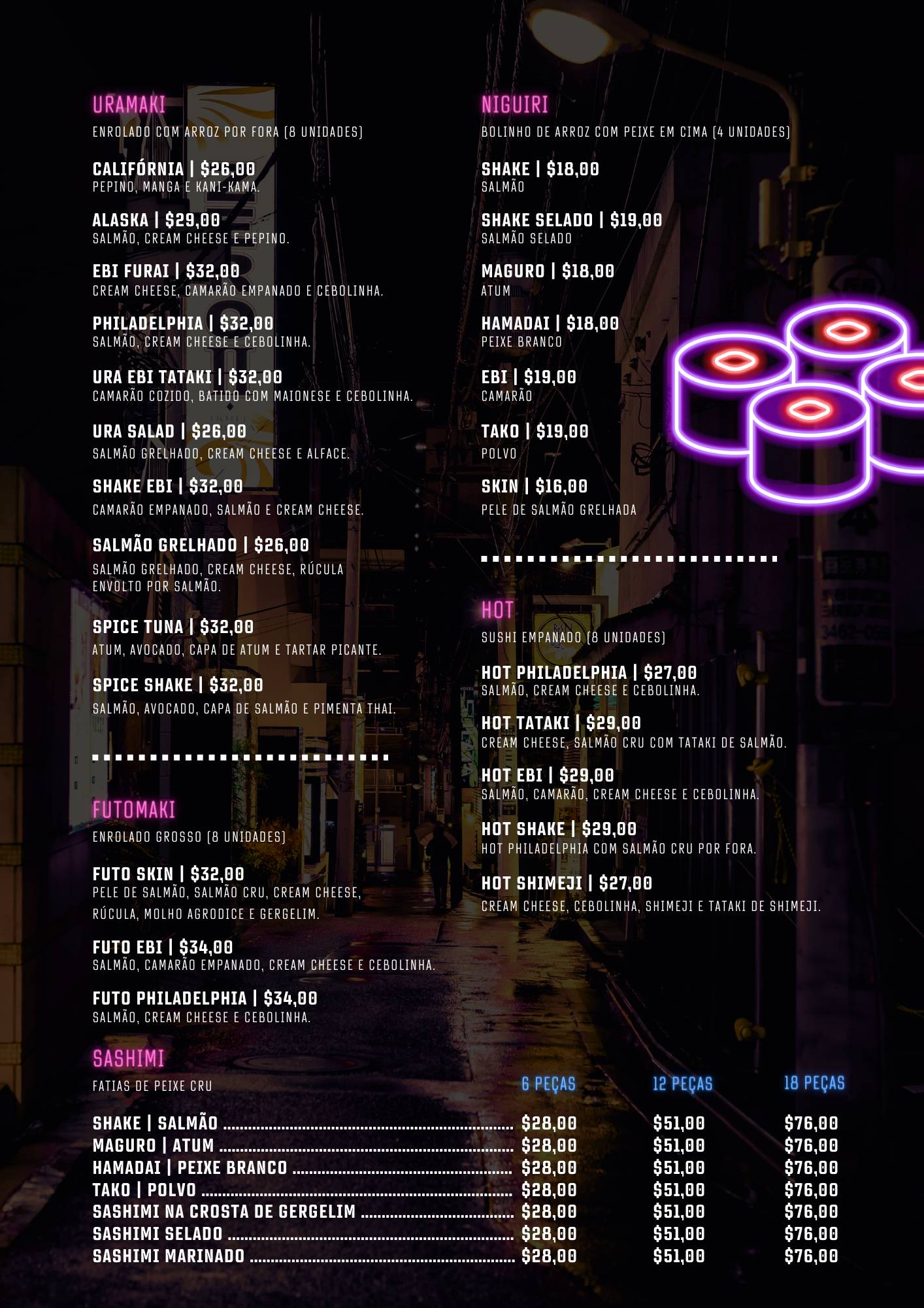 Sambô Sushi cardápio