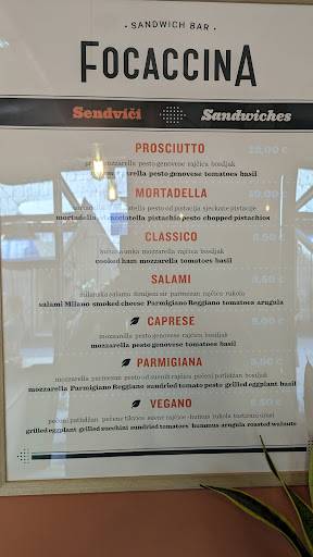 Menu di Sandwich bar Focaccina 