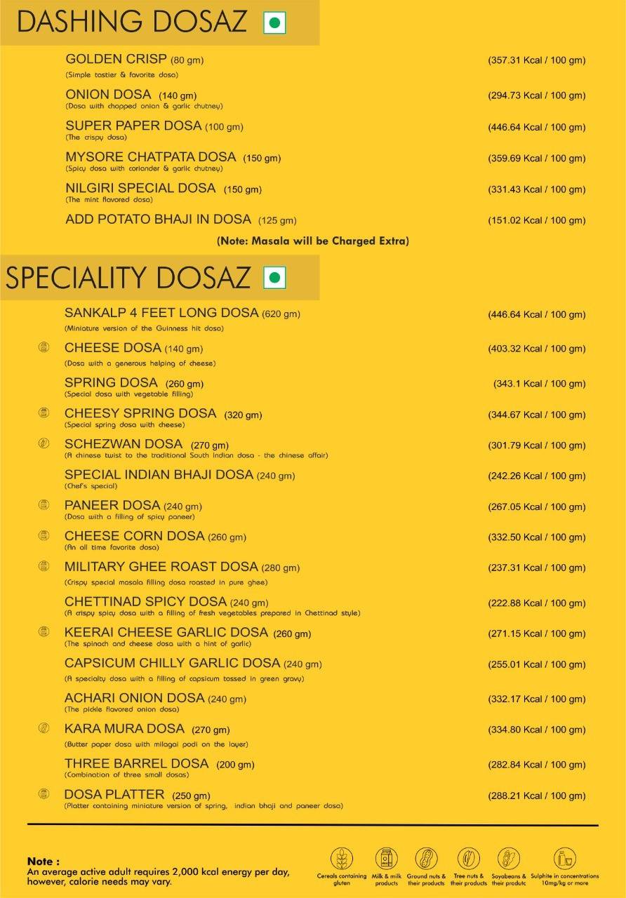 Sankalp Restaurant menu