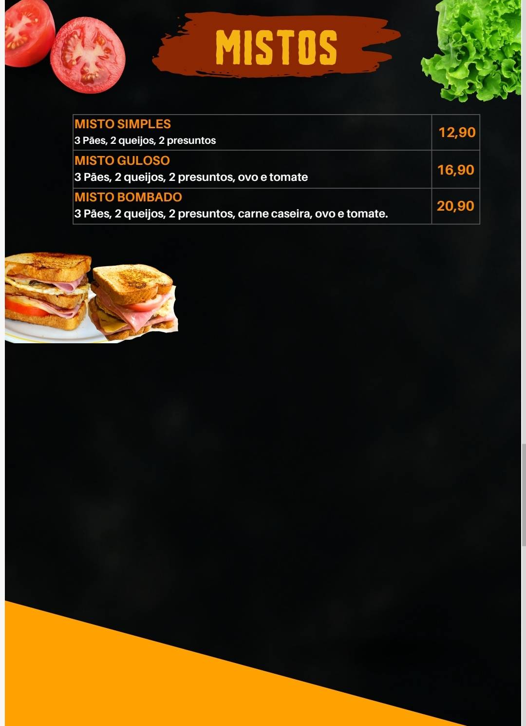 Santa Gula cardápio