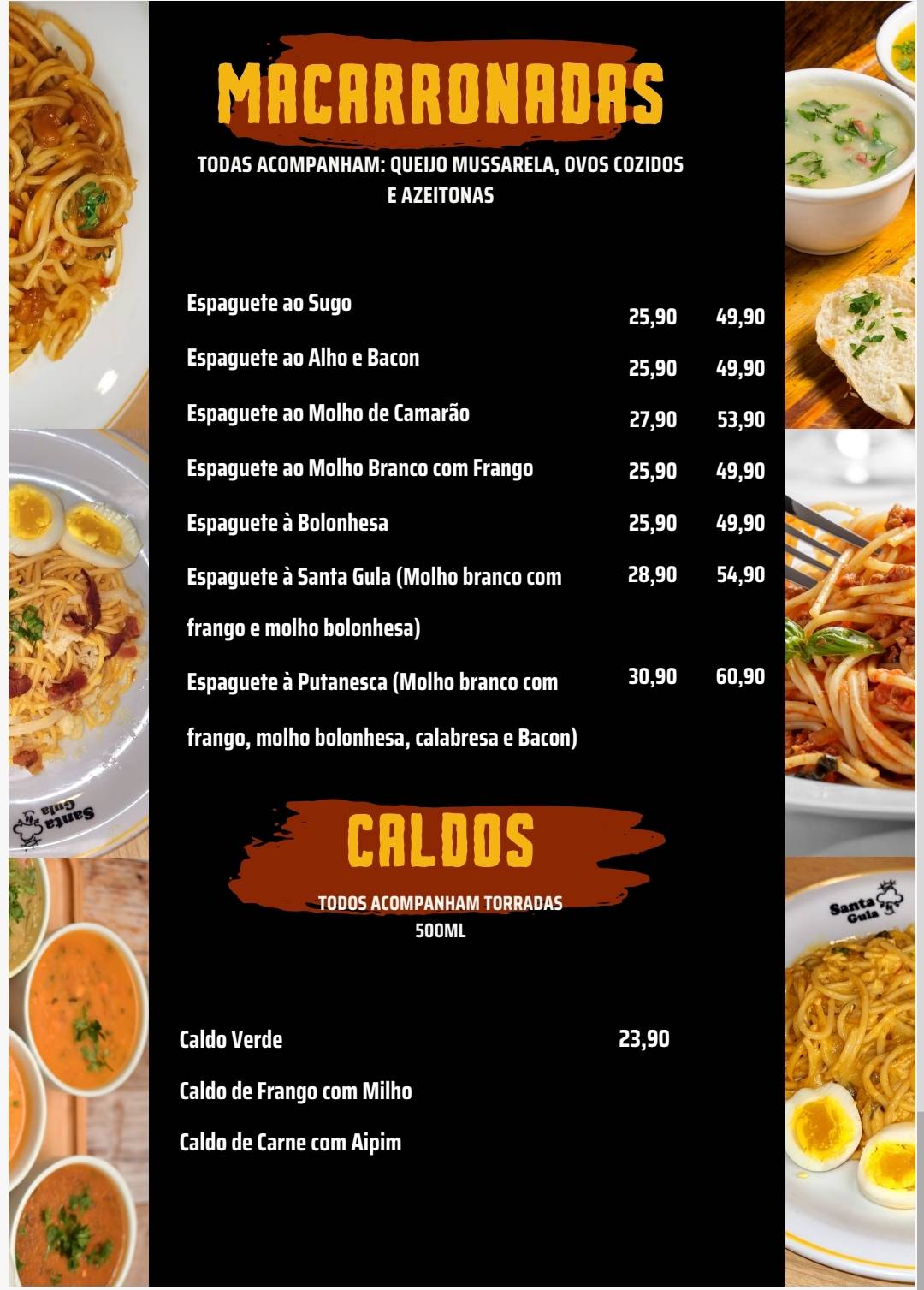 Santa Gula cardápio