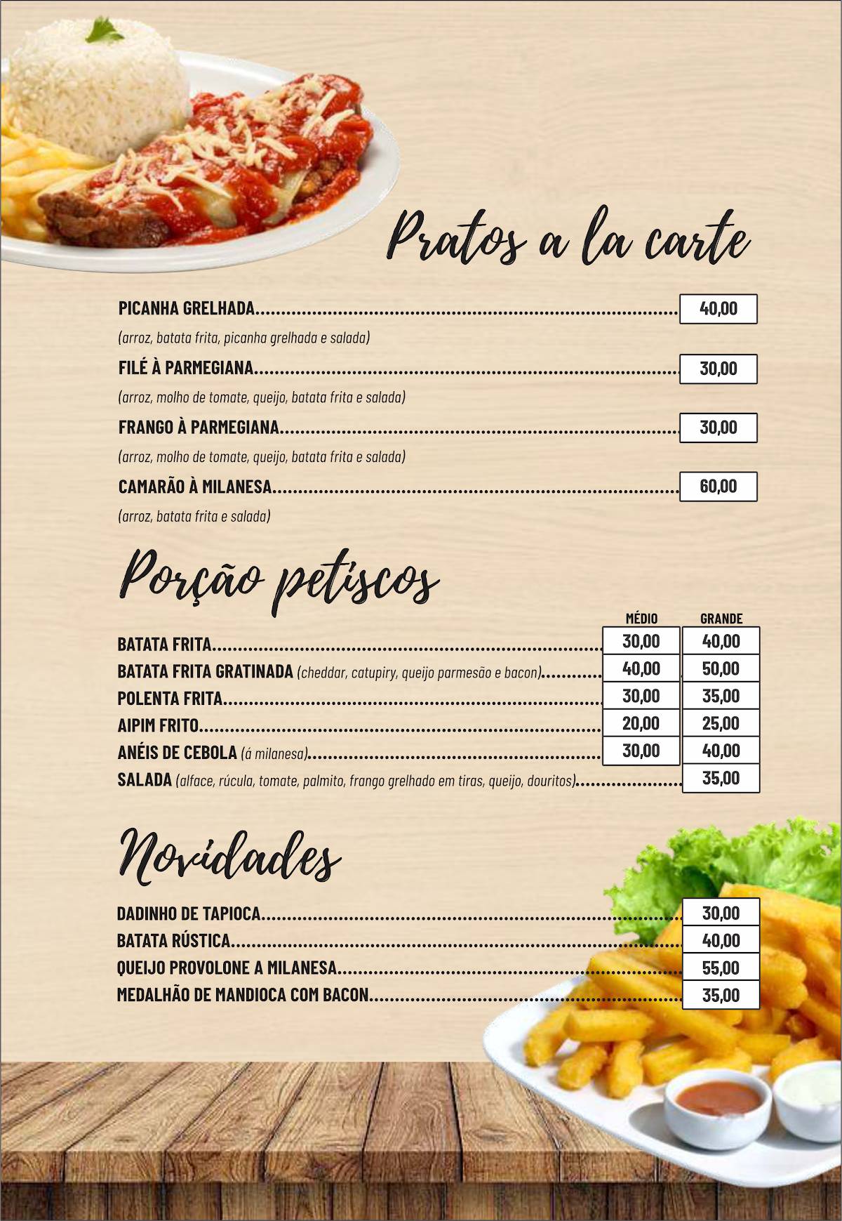 Santa Hora cardápio