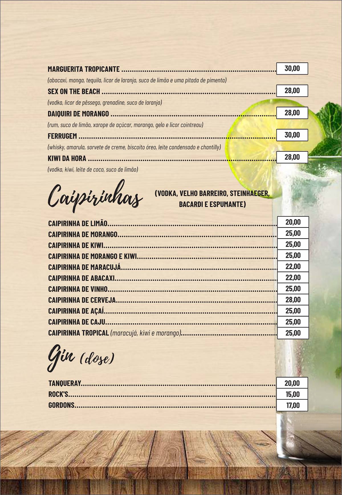 Santa Hora cardápio