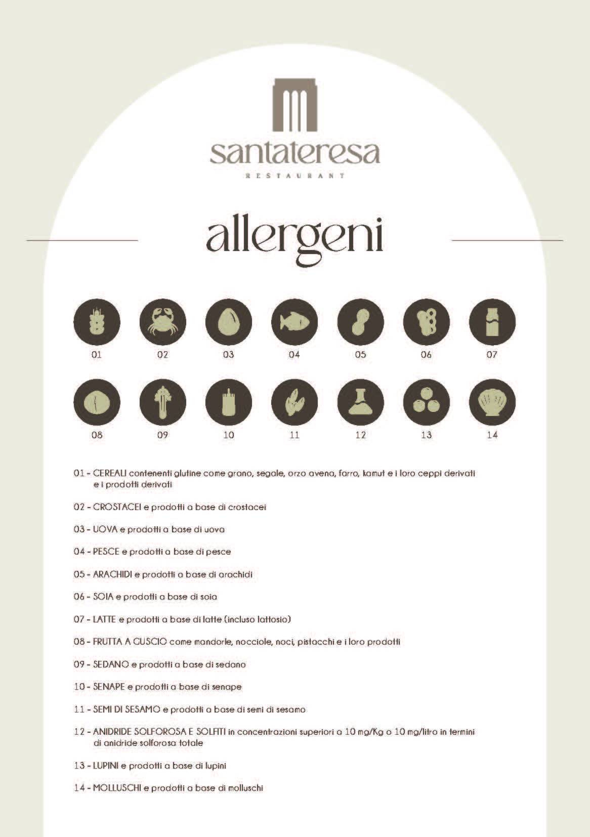 Menu di Santateresa Restaurant 