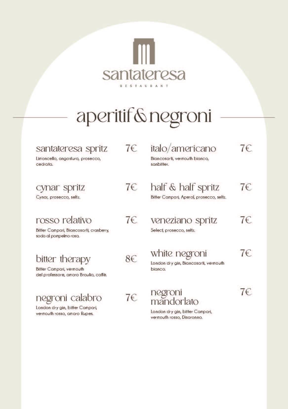 Menu di Santateresa Restaurant 