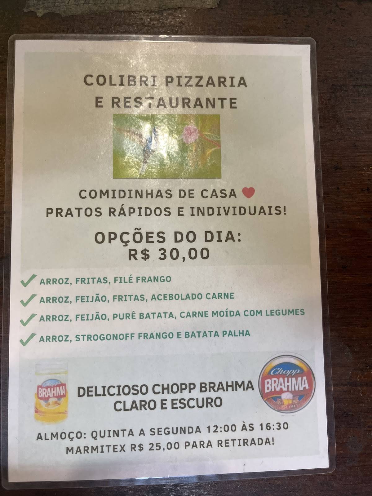 Colibri Pizzaria e Restaurante cardápio