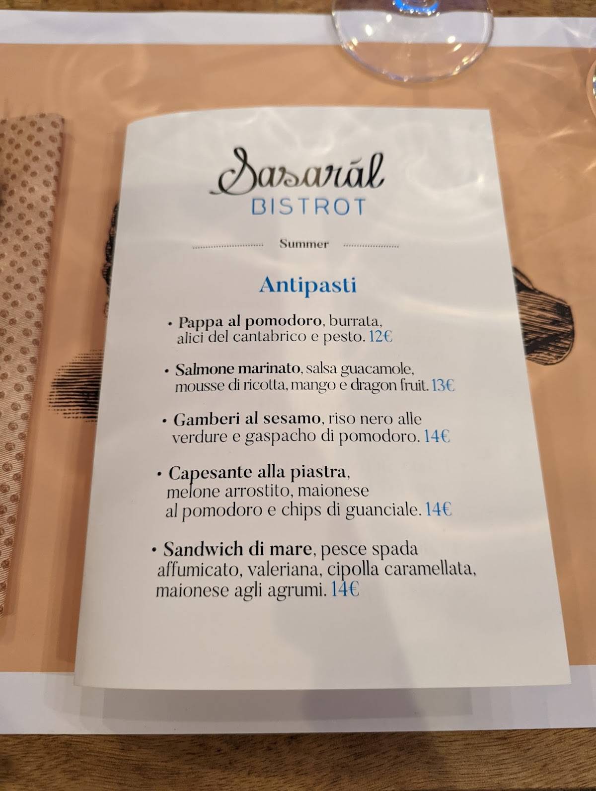 Menu di Sasaràl Bistrot 