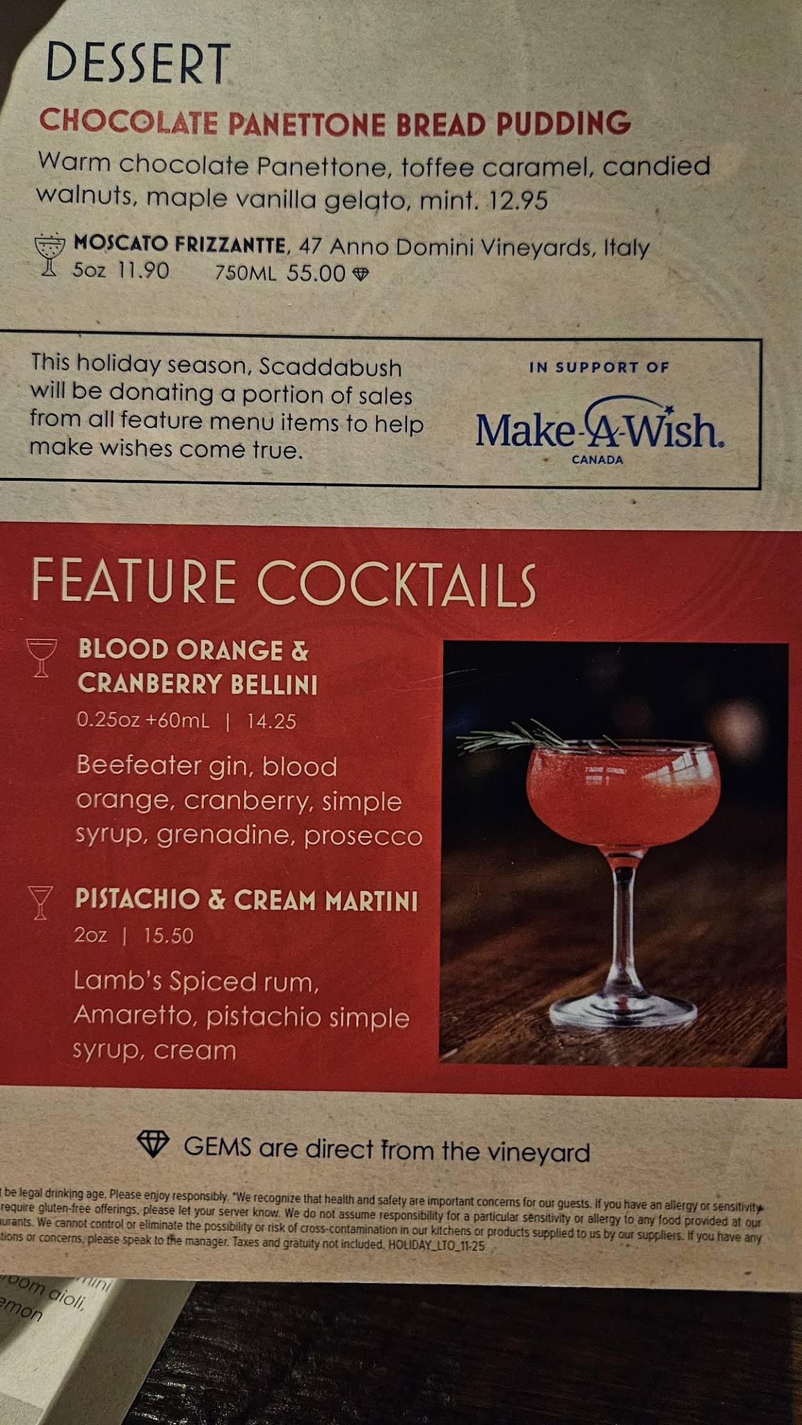 Menu de Scaddabush Italian Kitchen & Bar Front Street