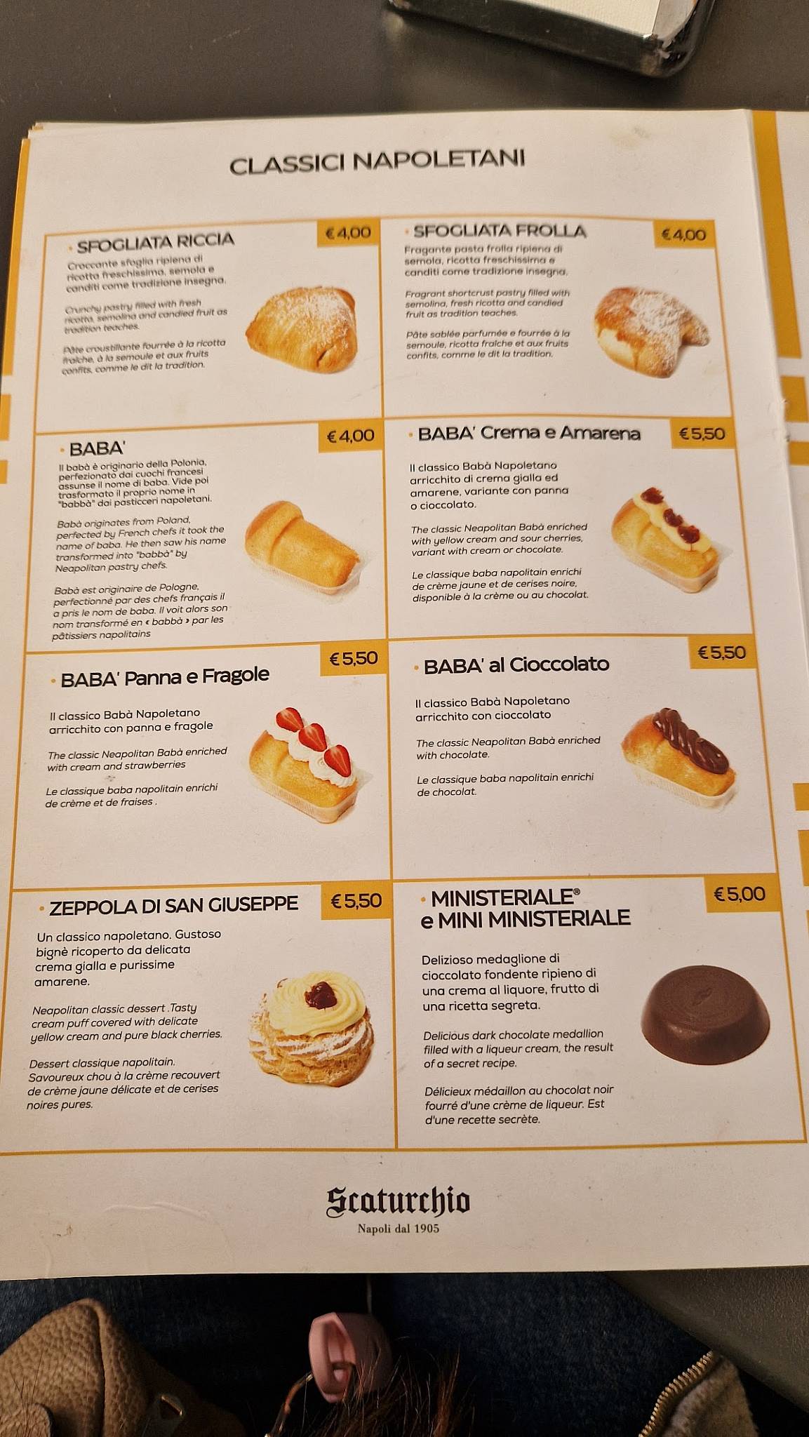 Menu di Pasticceria Giovanni Scaturchio 