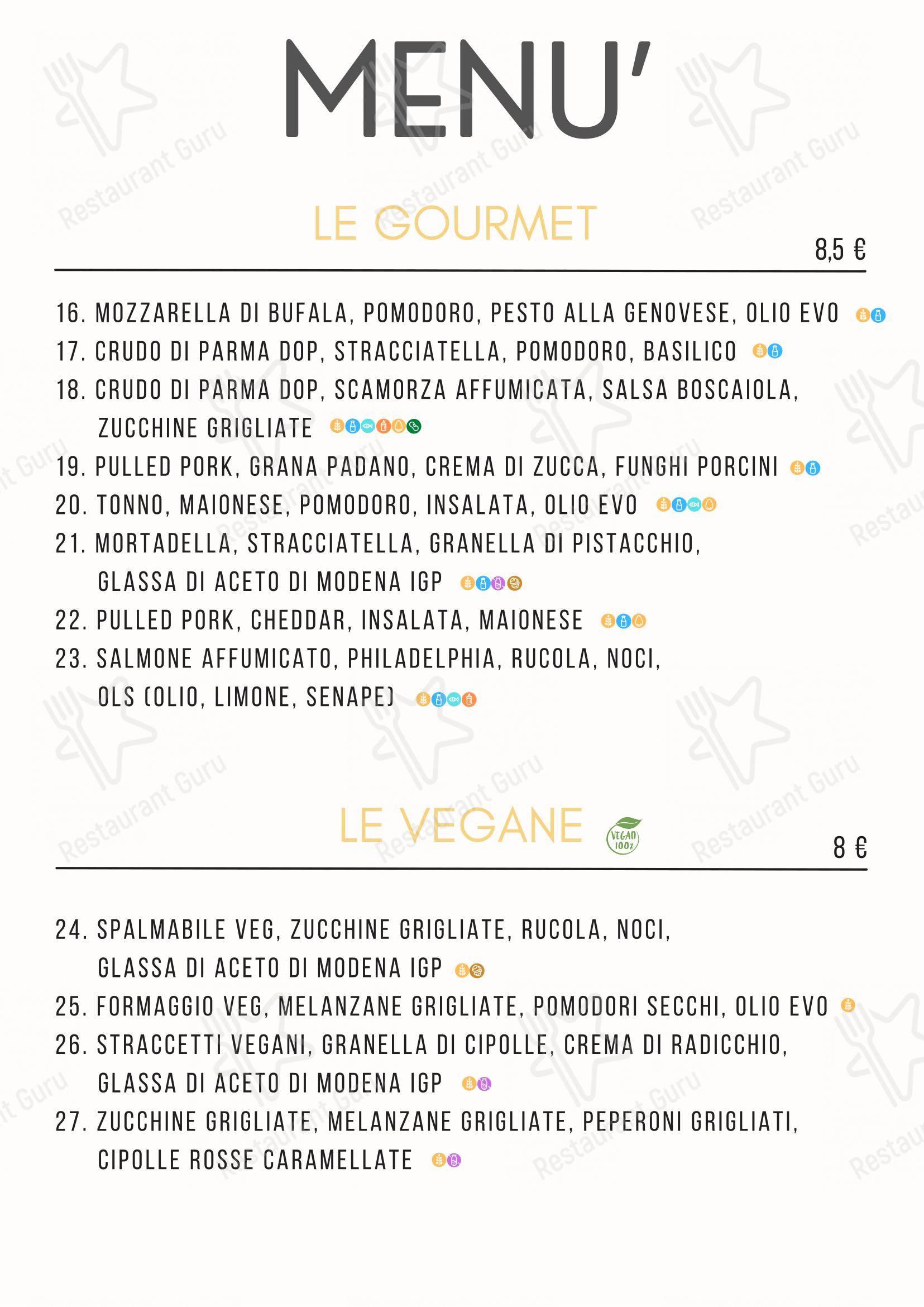 Schiaccia in Ferrara - Menu bar