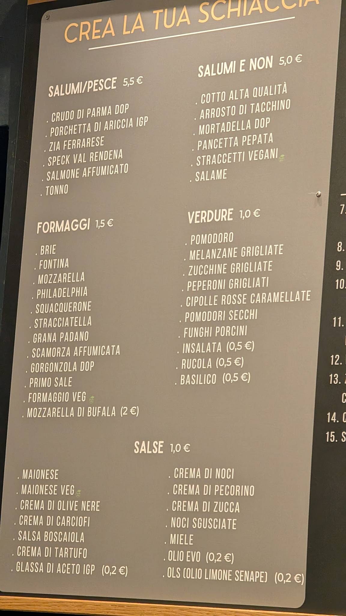 Menu di Schiaccia 