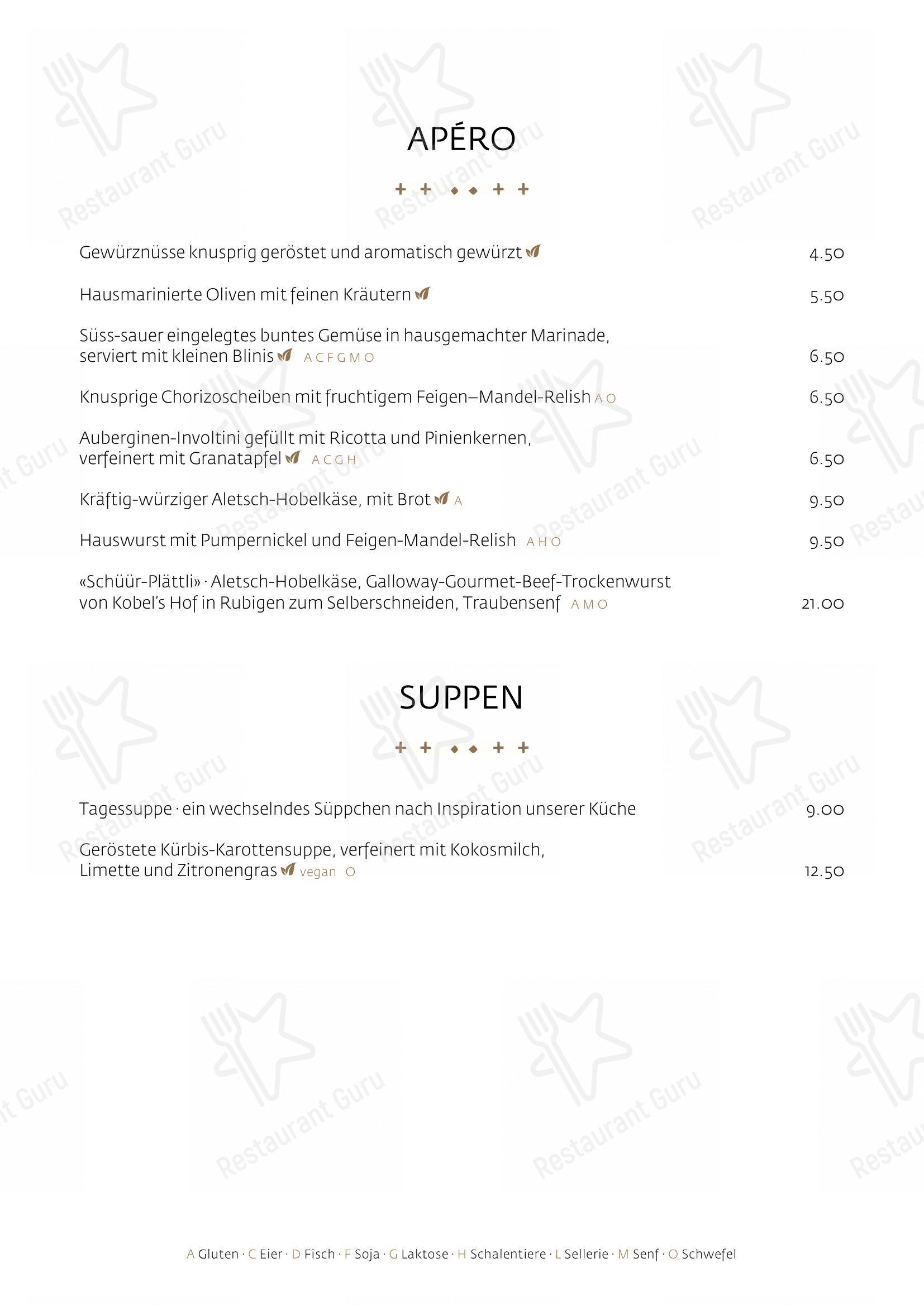 Menu per Schüür · Restaurant & Kultur in Steffisburg
