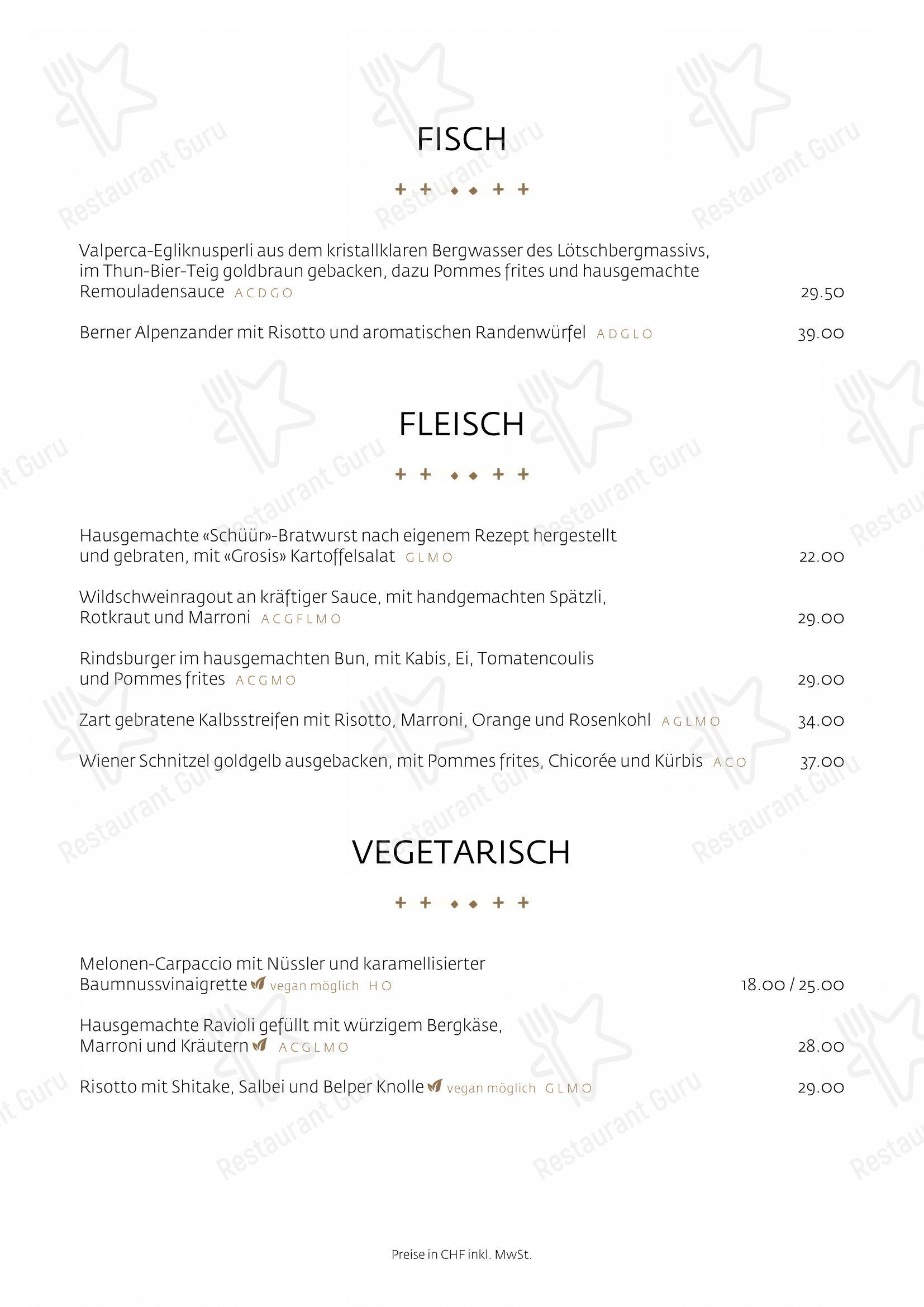 Menu per Schüür · Restaurant & Kultur in Steffisburg