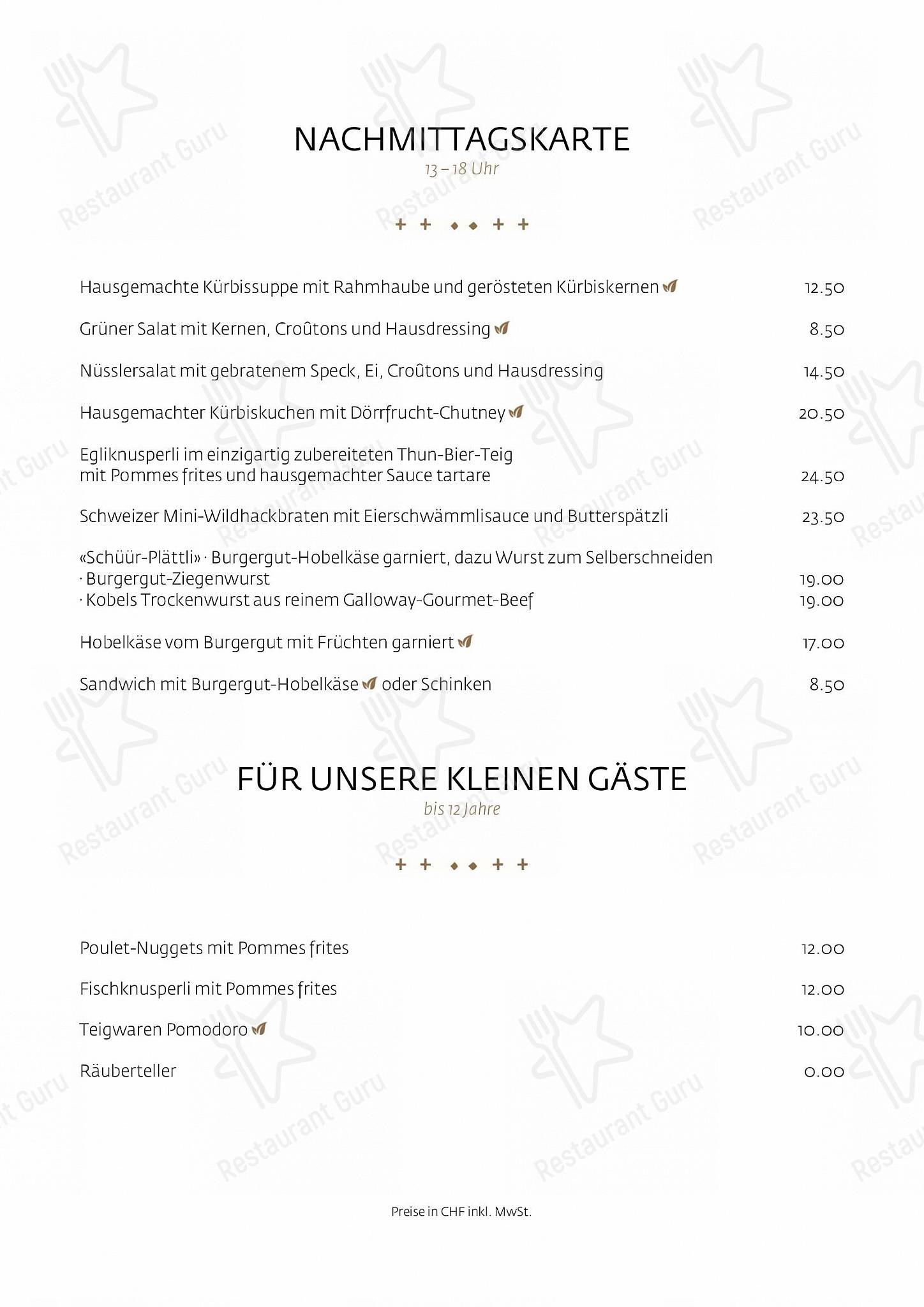 Dinner Menu per Schüür · Restaurant & Kultur in Steffisburg