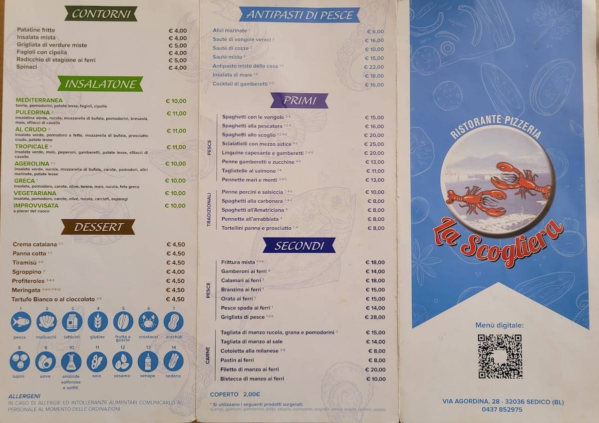 Menu di Pizzeria Ristorante La Scogliera 