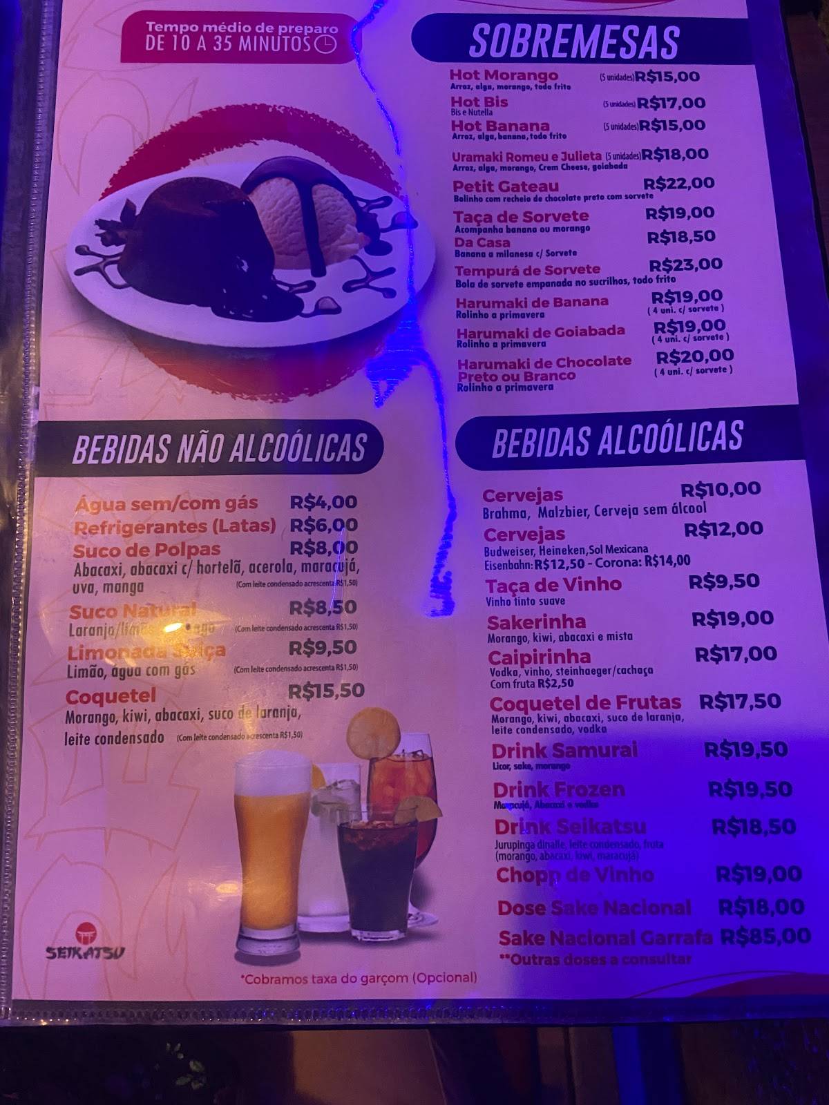 Seikatsu Sushibar e Petiscaria cardápio