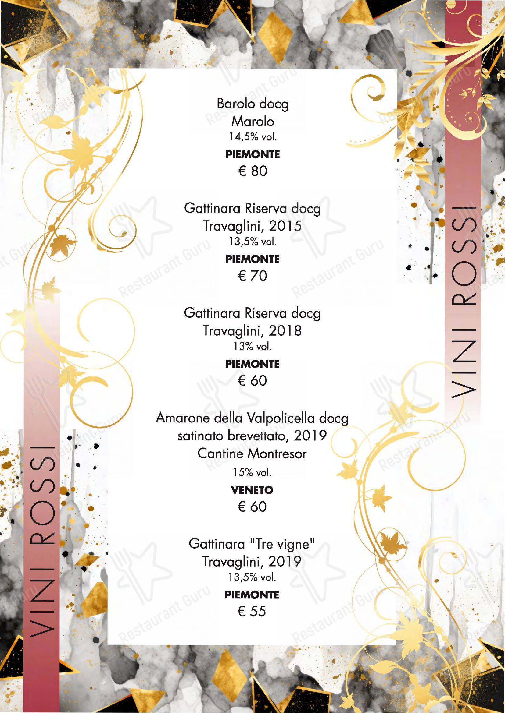 Menu di Seminara Restaurant - Menu bar