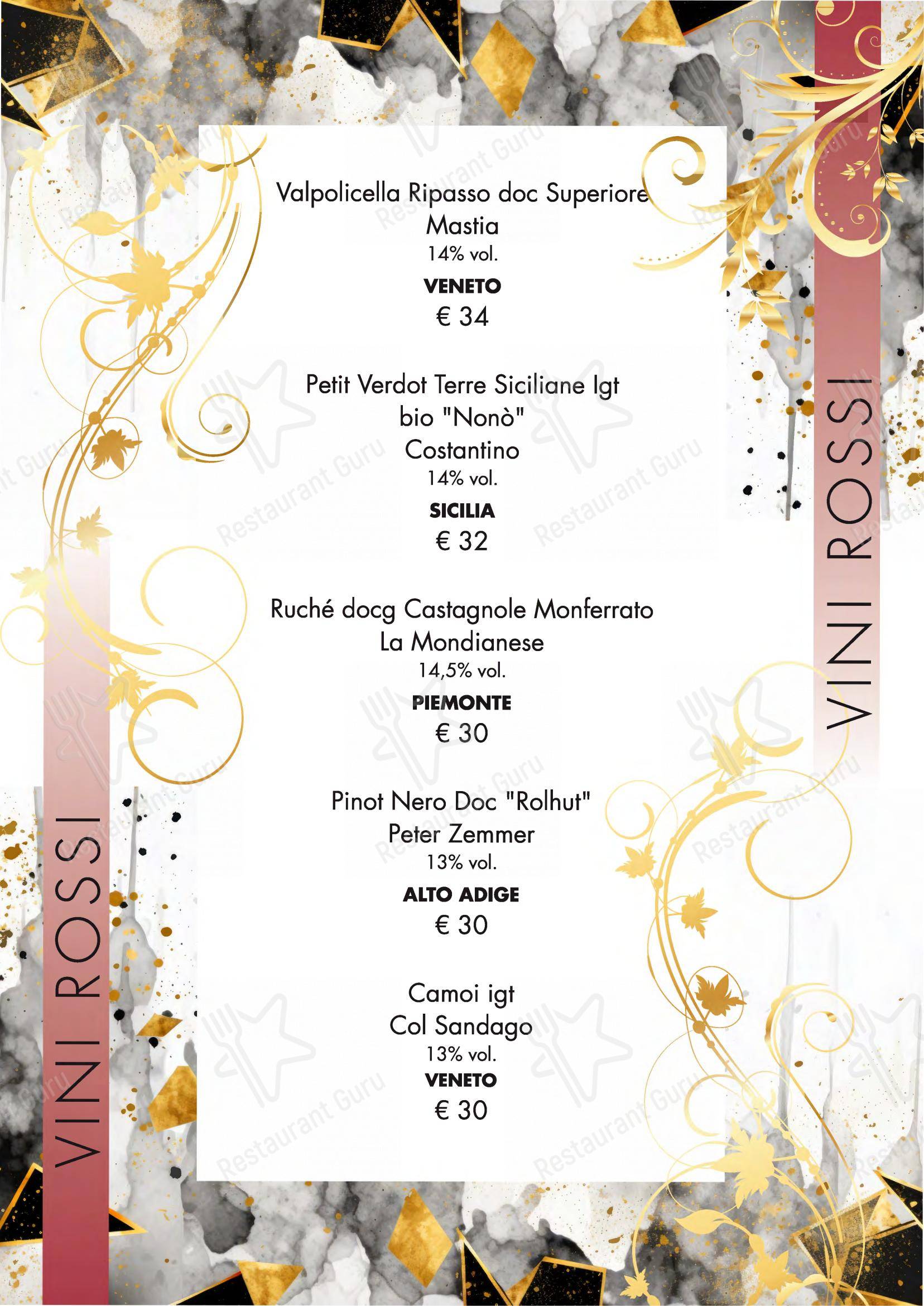 Menu di Seminara Restaurant - Menu bar