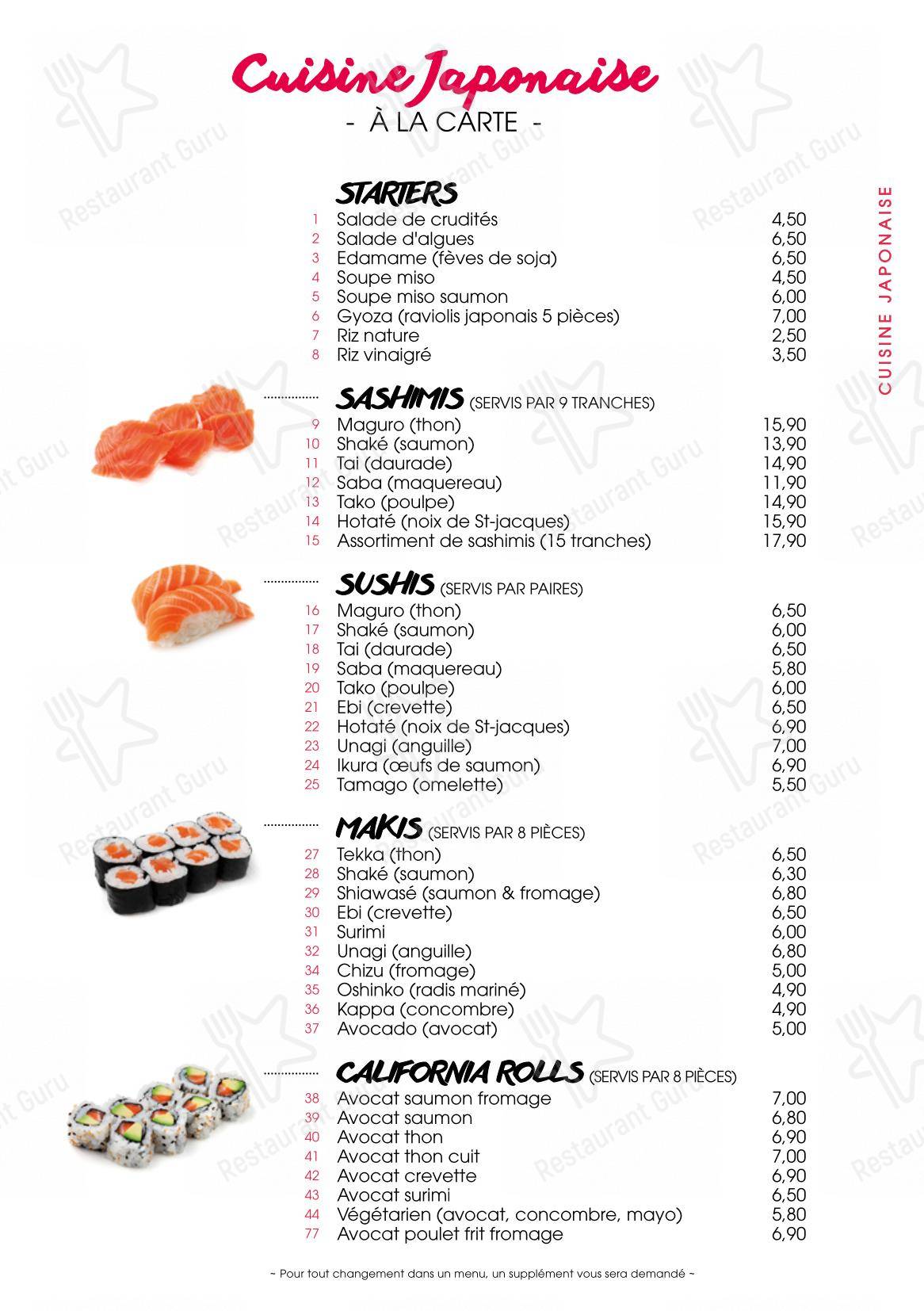 Menu pour SenSushi - Menu bar
