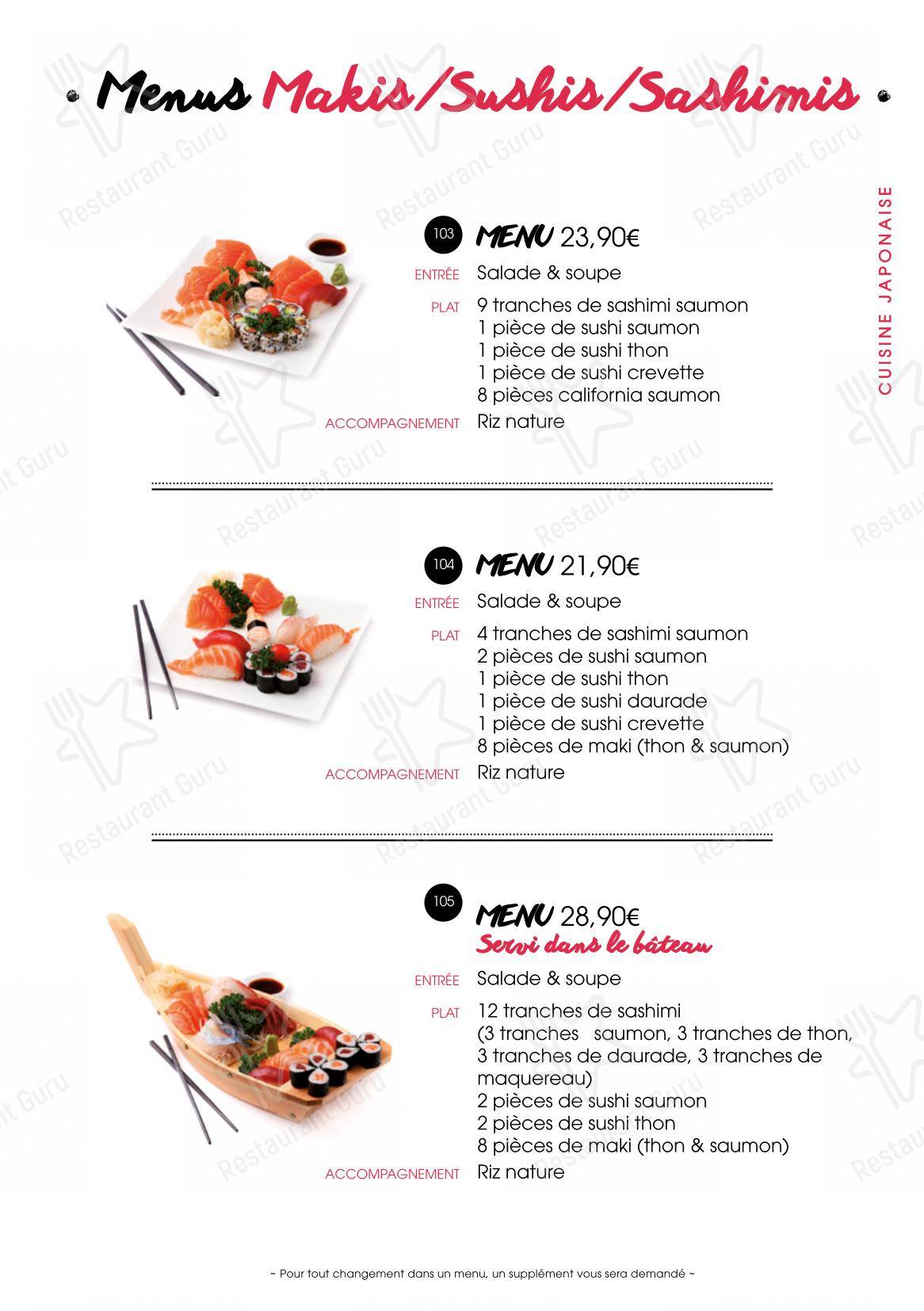 SenSushi dans Huningue - Menu bar