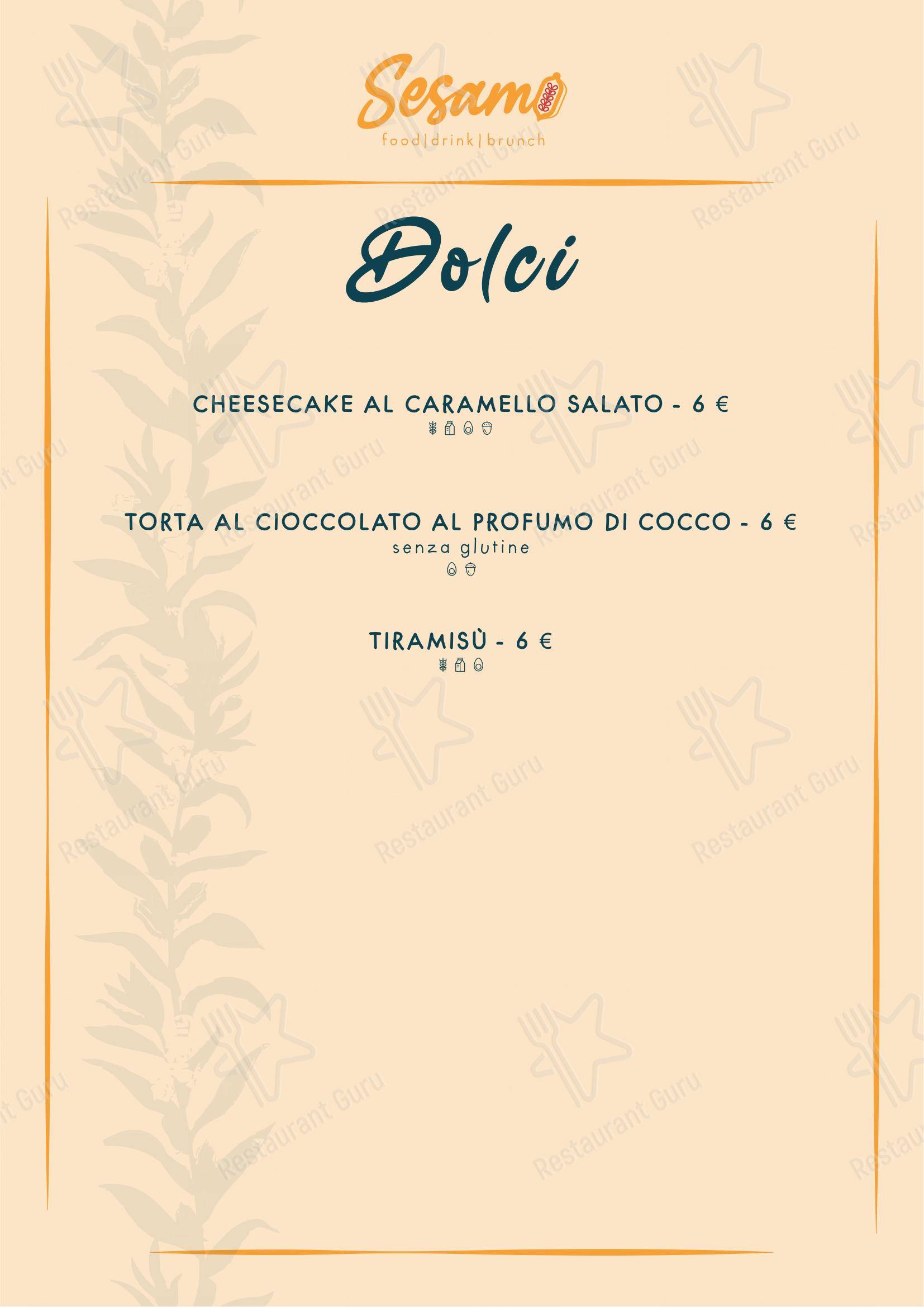 Menu per Sesamo in Fucecchio