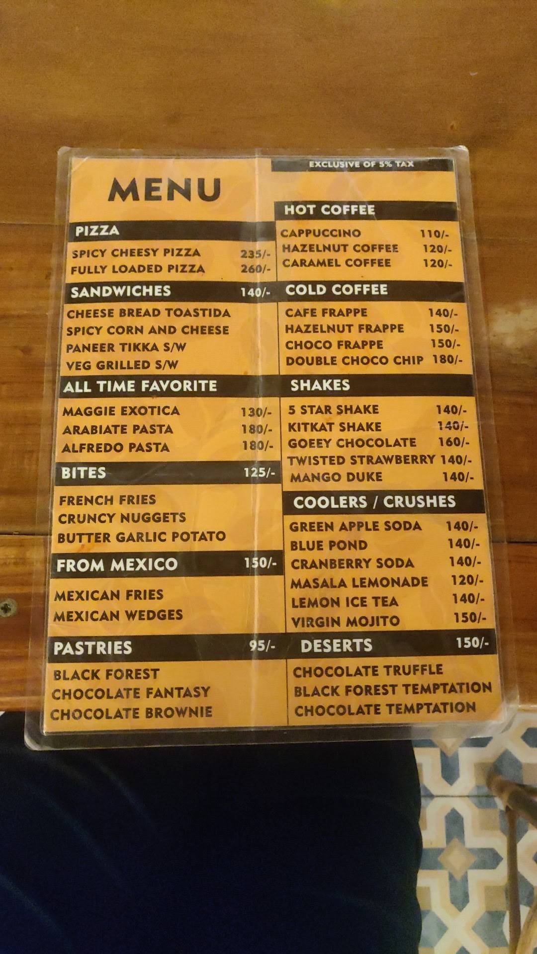 Seven Beans menu