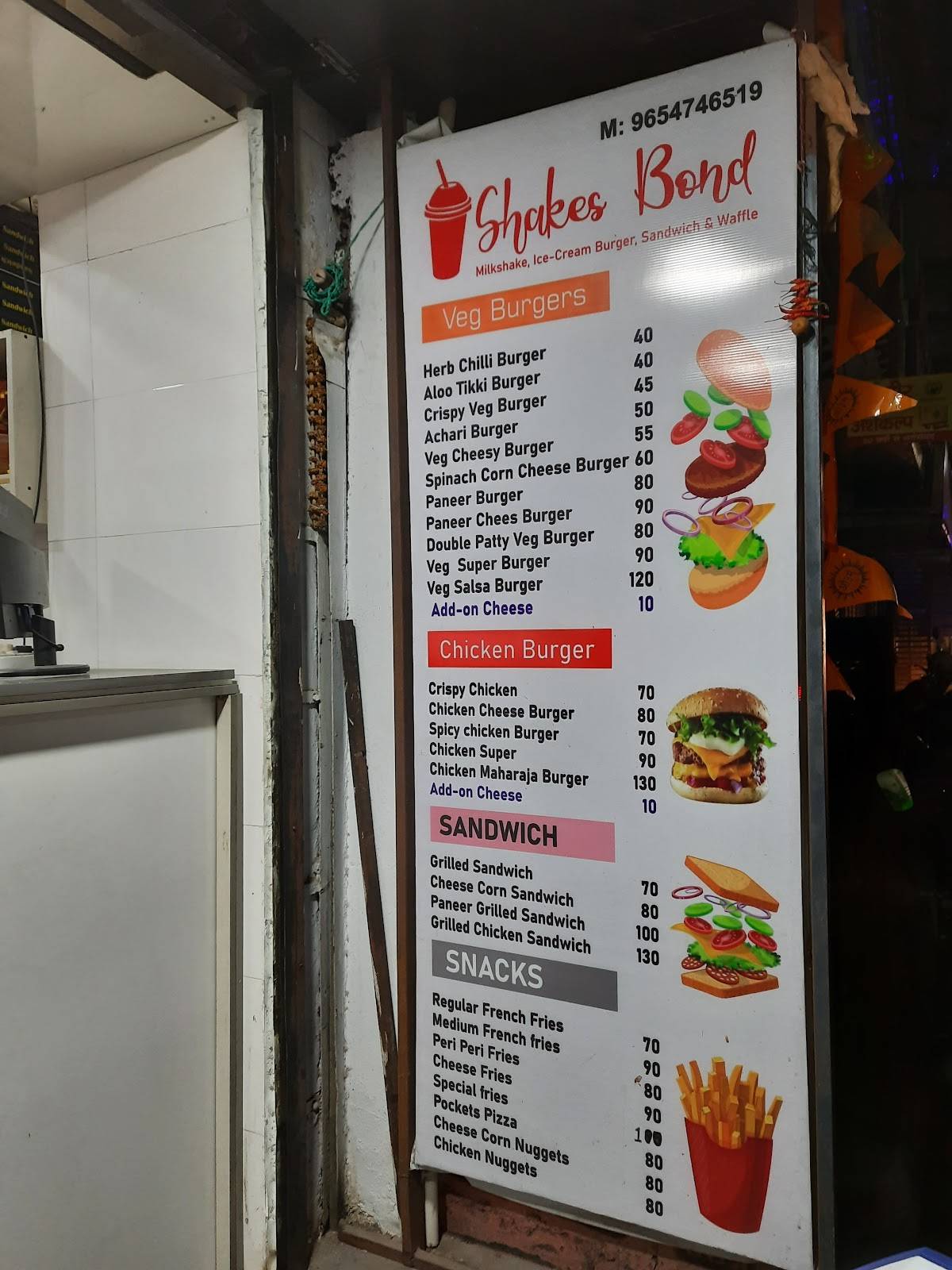 Shakes Bond menu