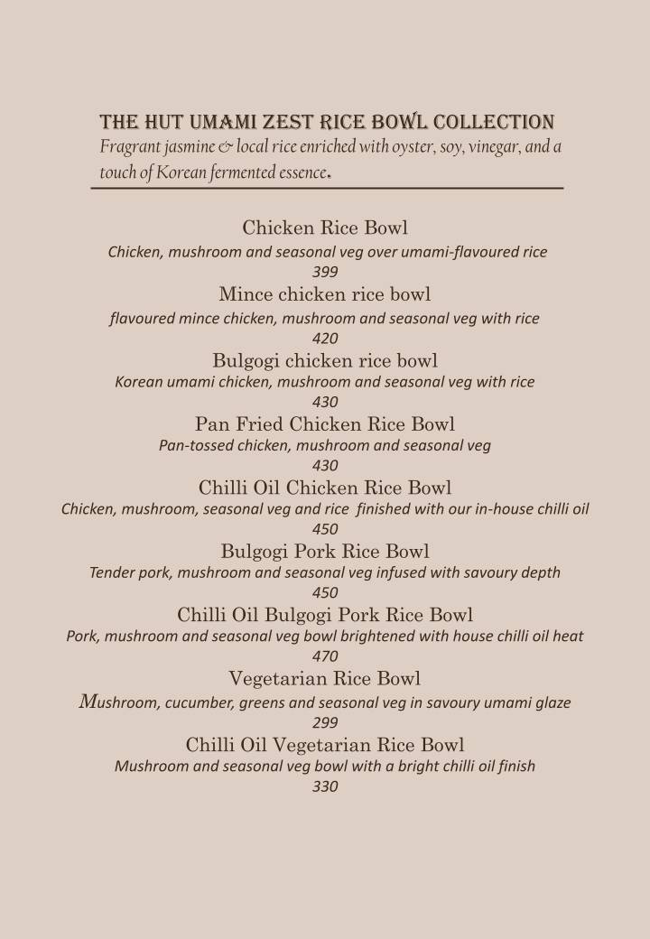 The Hut Restaurant - Shillong menu