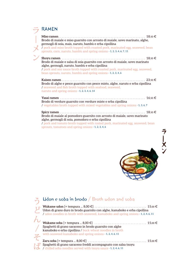 Menu di Shiroya - ristorante giapponese 
