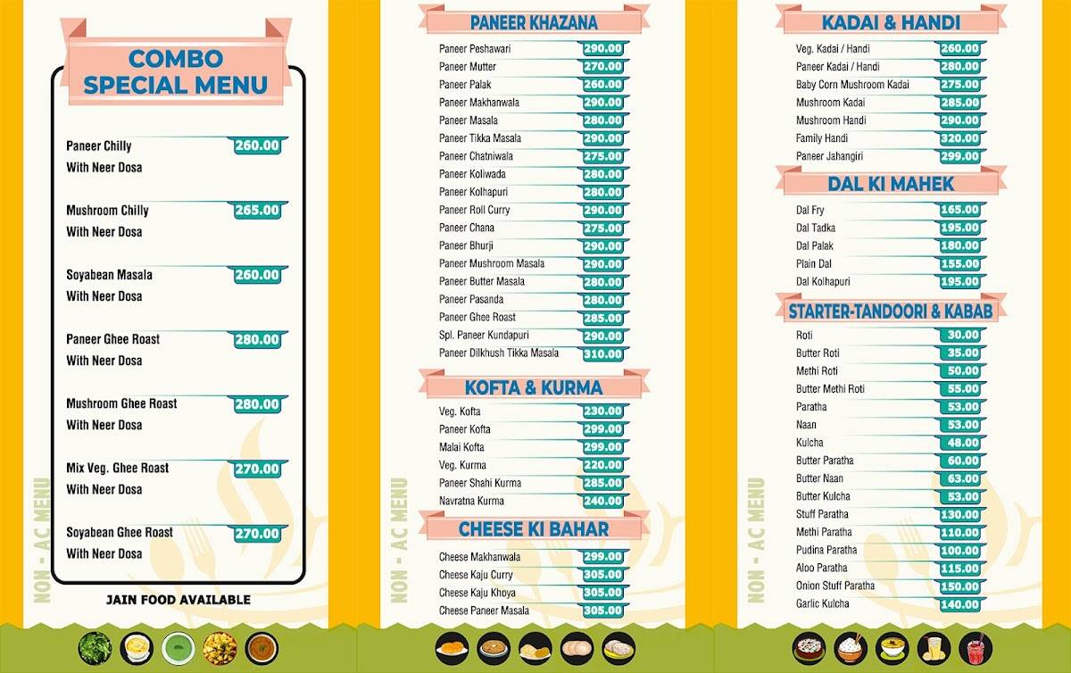 Shubh Sagar Restaurant menu