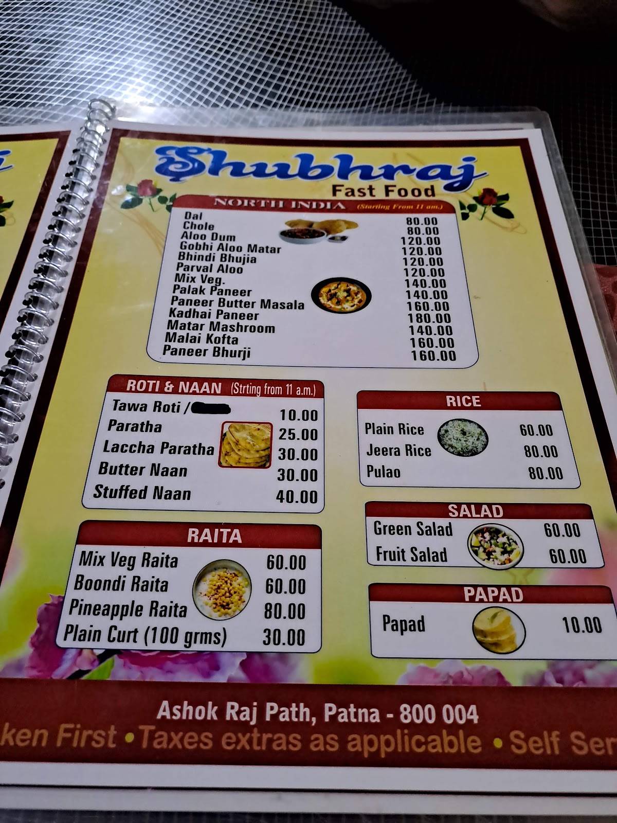 Shubhraj Fast Food menu