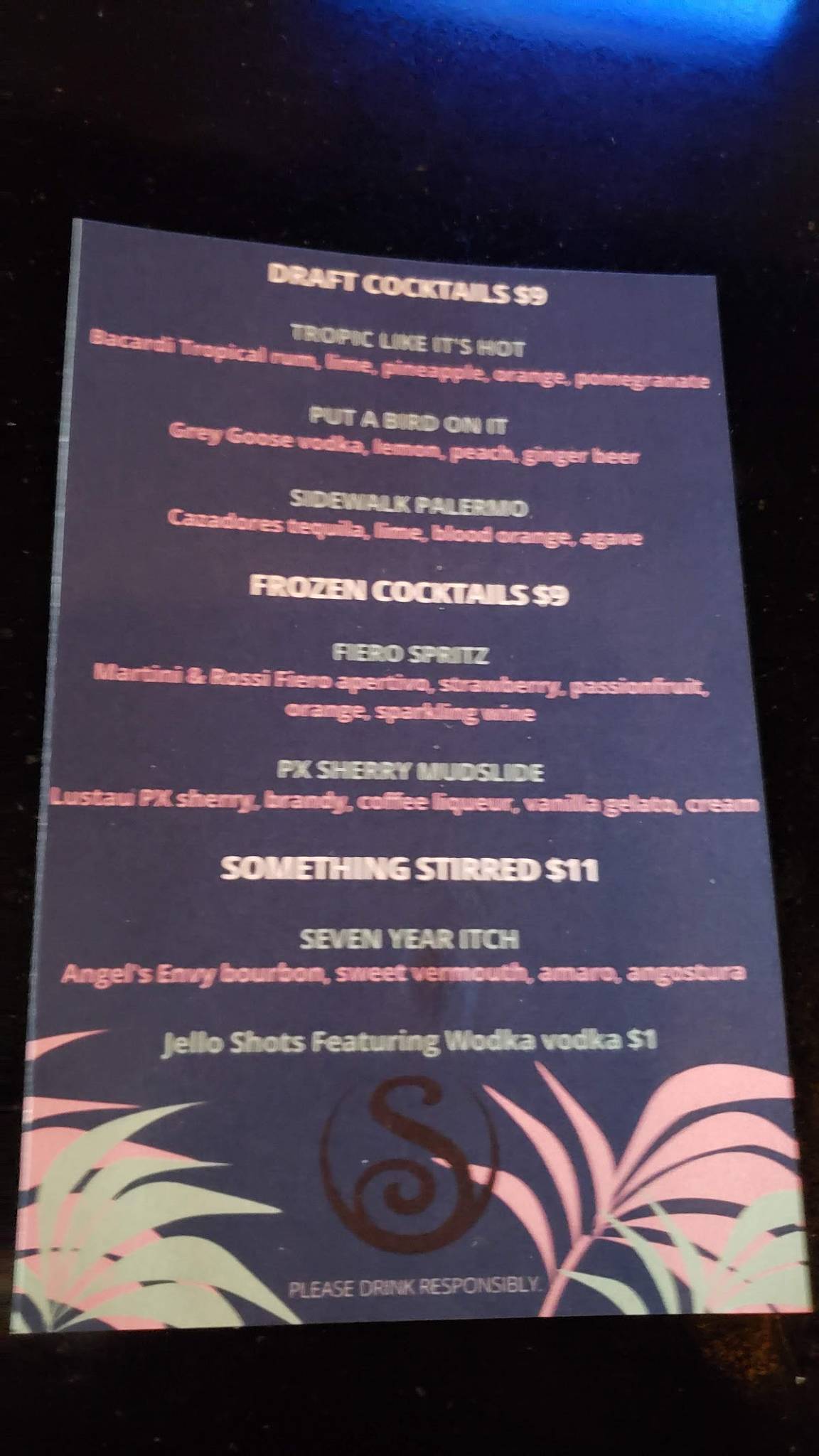 Menu at Sidecar pub & bar, Jacksonville