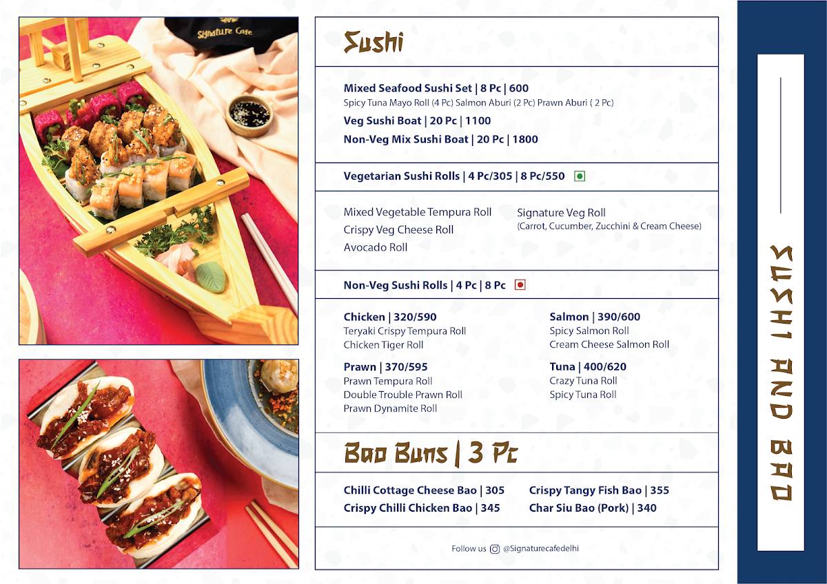 Signature Cafe Delhi menu