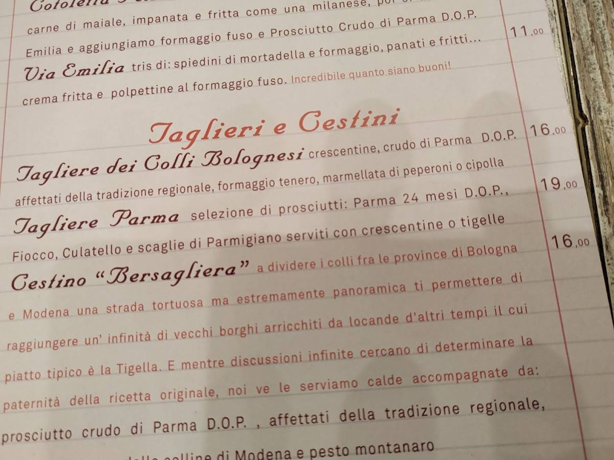 Menu di Signora Emilia Cucinoteca 