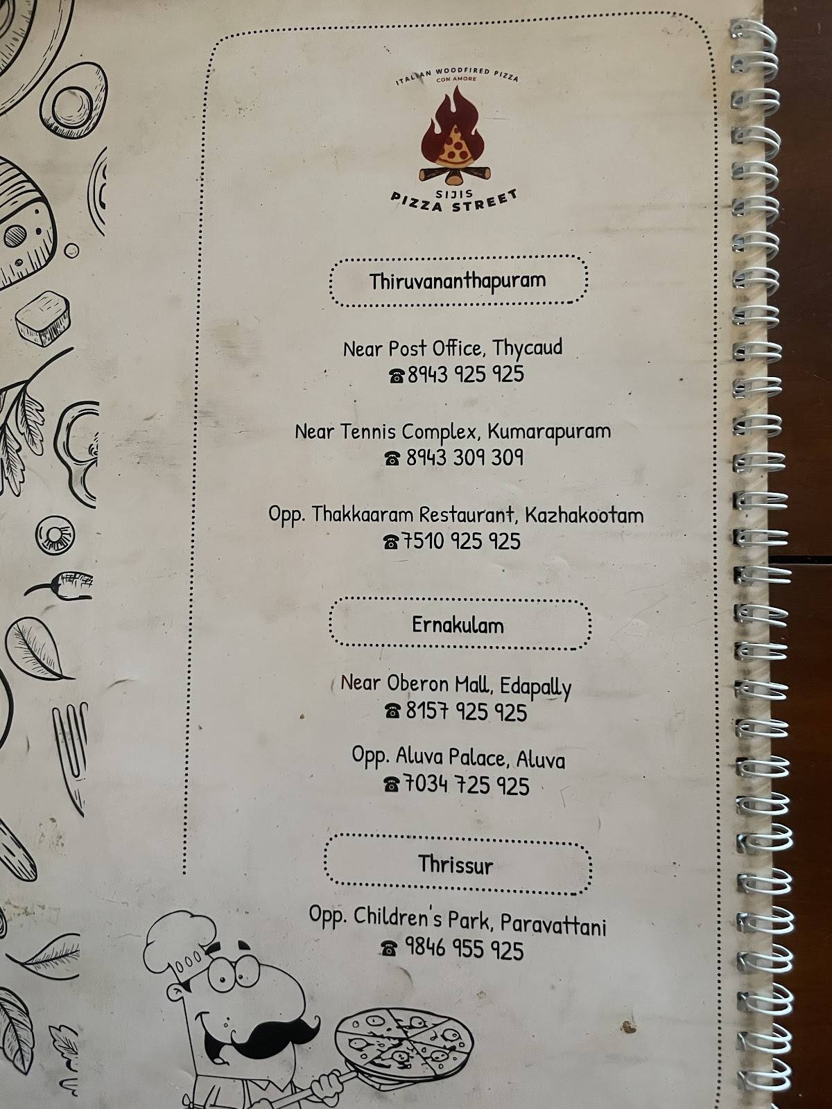 Sijis Pizza Street menu