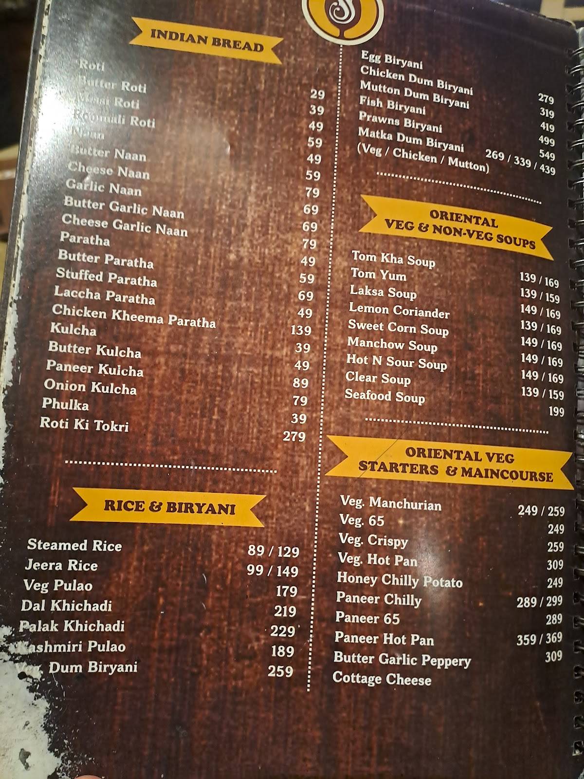 Silver Spoon Restaurant & Bar menu