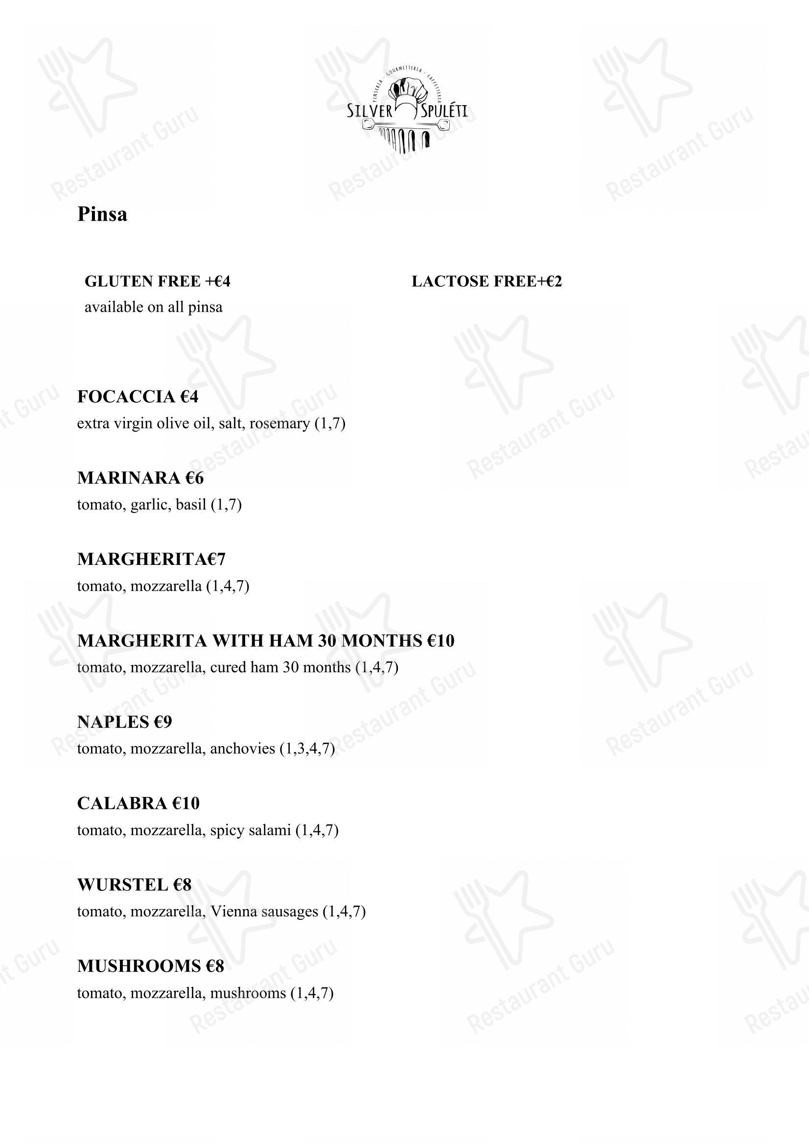Menu di Silver Spuleti - Menu