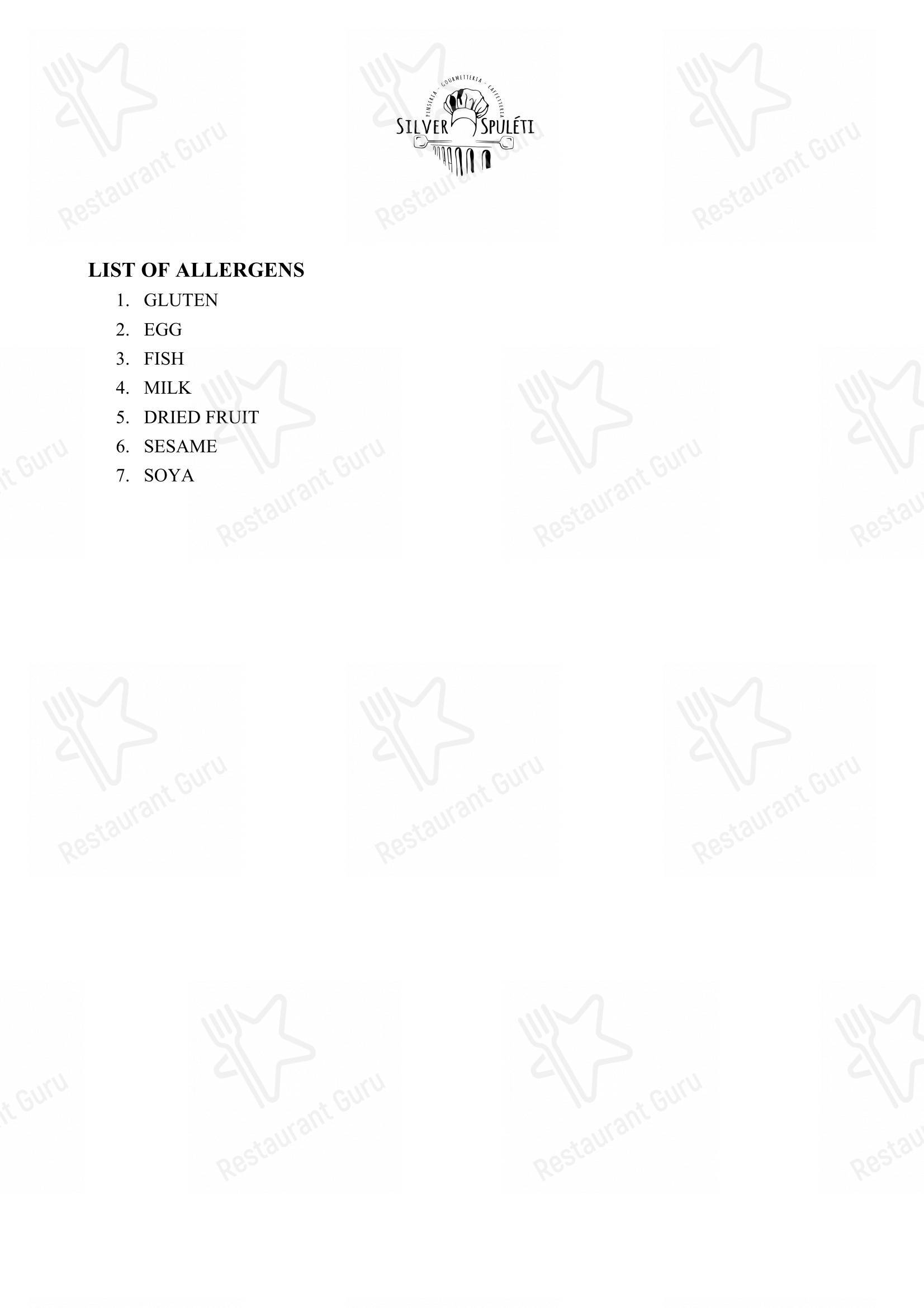 Menu di Silver Spuleti - Menu