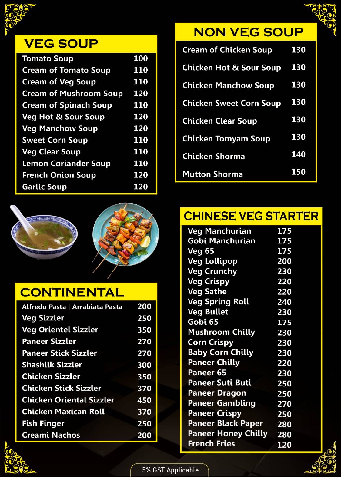 Sitara Family Restaurant menu