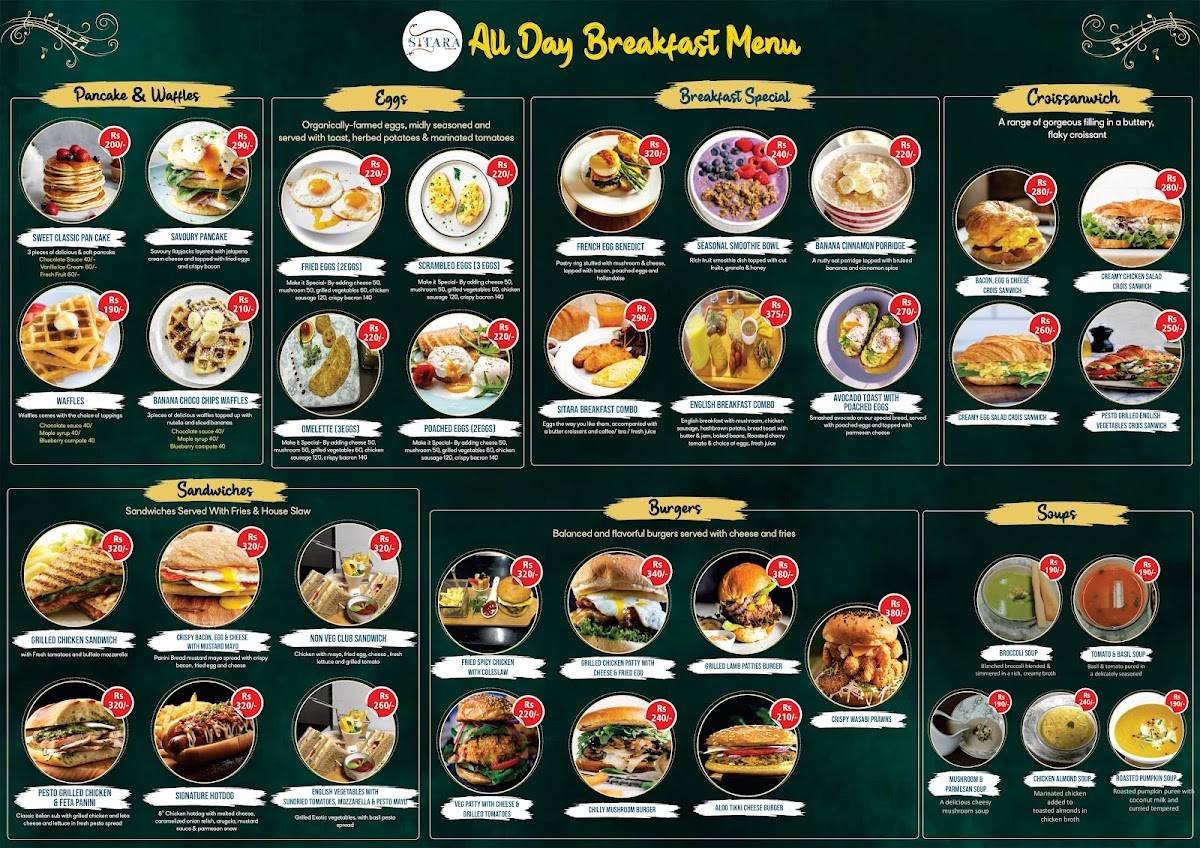 Sitara Rooftop Cafe menu