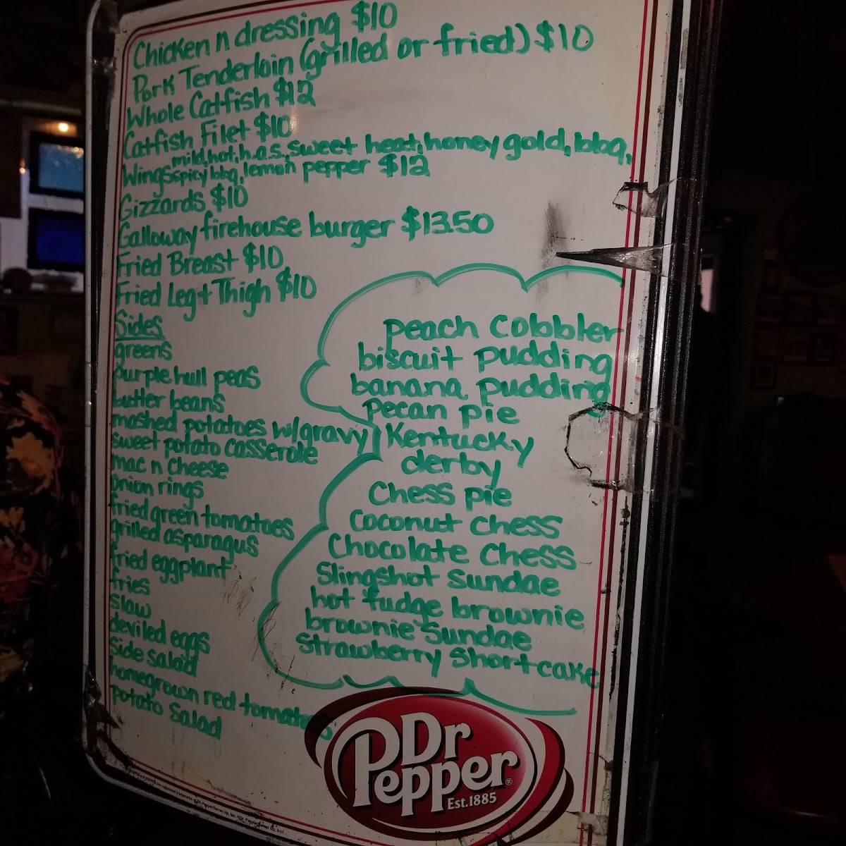 Menu at Sling Shot Charlie's restaurant, Arlington