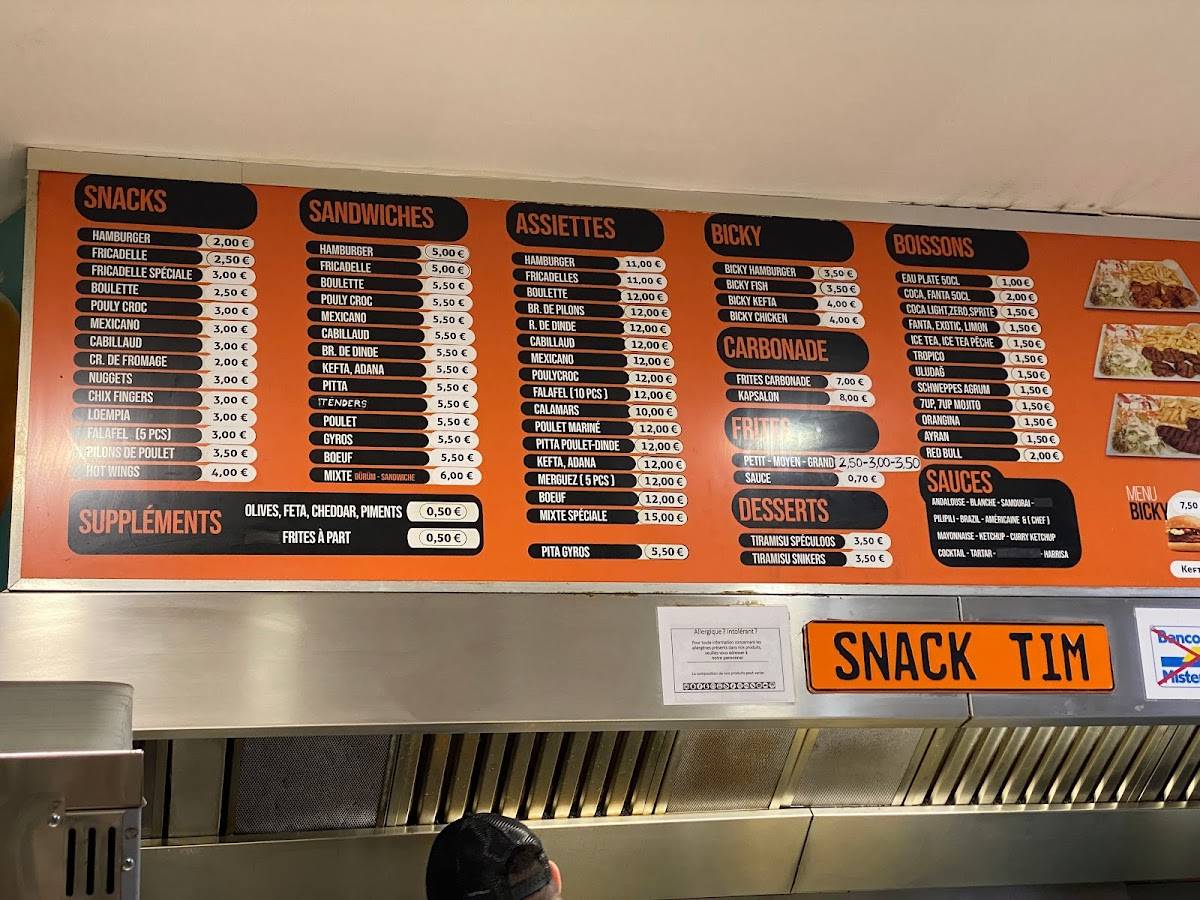 Menu de Snack TIM
