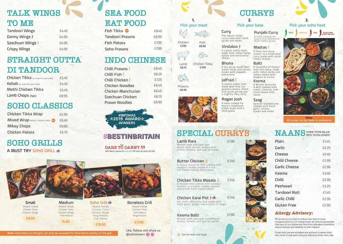 Menu at Soho Tavern Gateshead restaurant, Gateshead