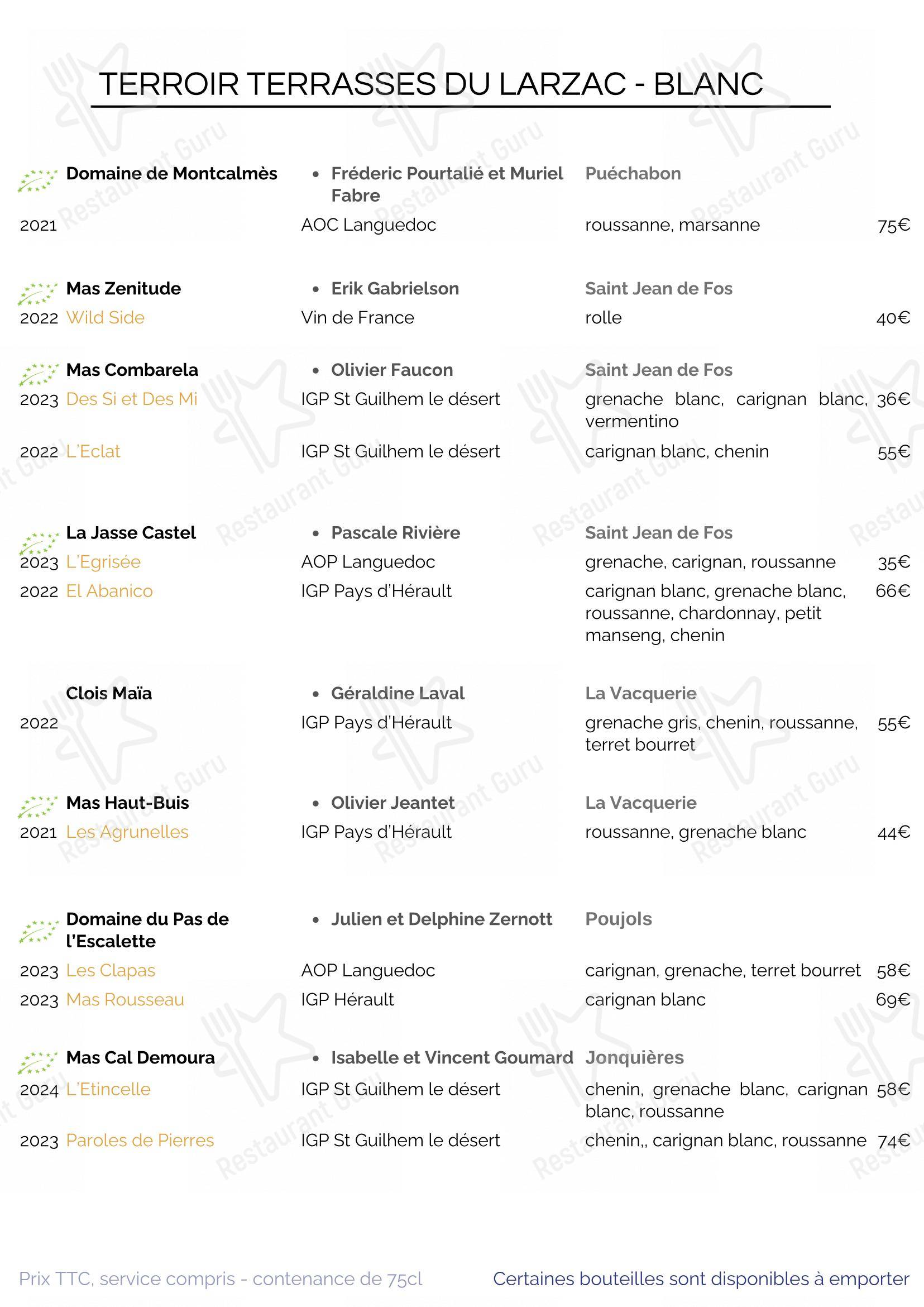 SouKa Bistrot des Vins - Restaurant Caviste Bar a Vins dans Aniane - Menu bar
