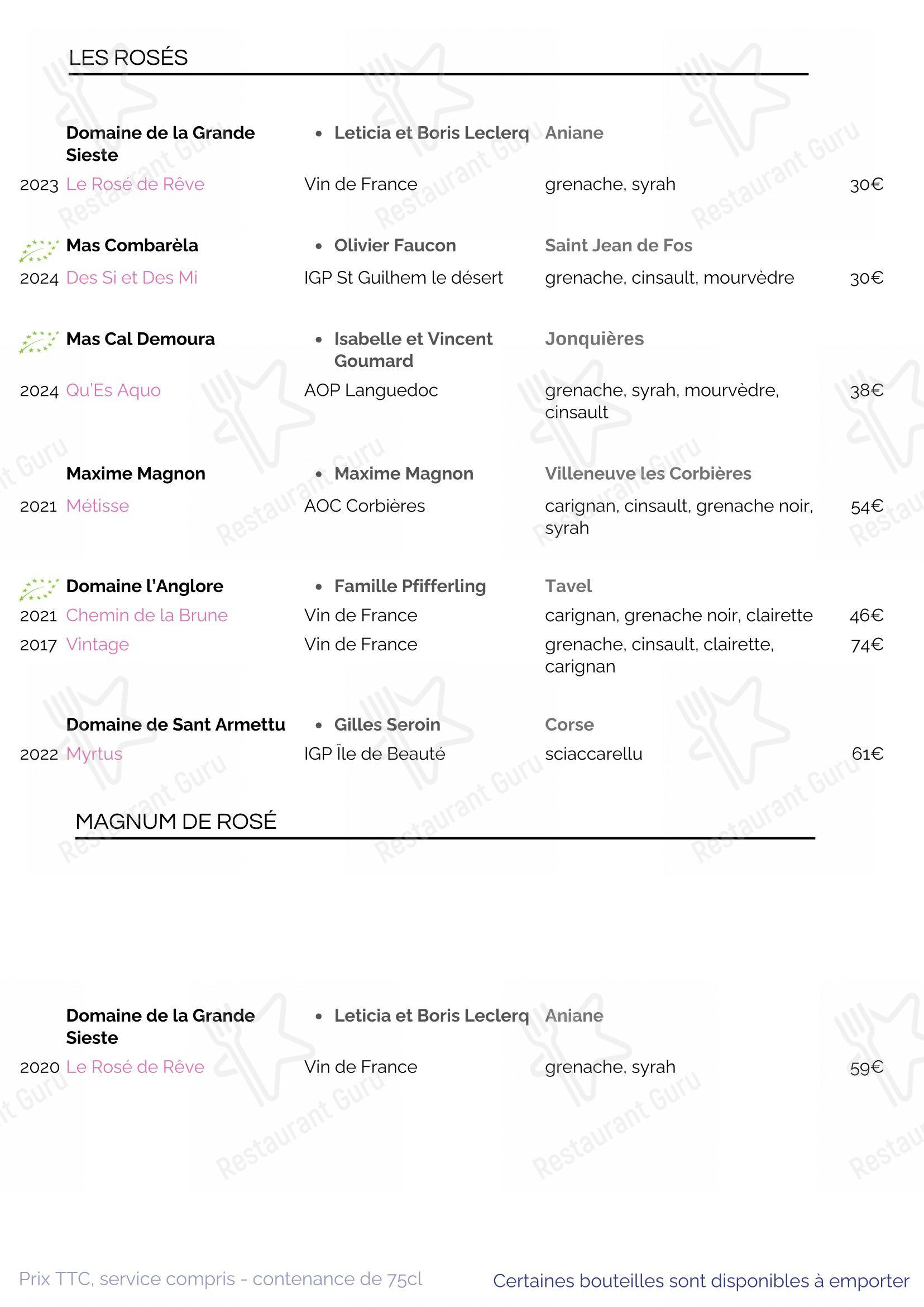 Menu bar pour SouKa Bistrot des Vins - Restaurant Caviste Bar a Vins dans Aniane
