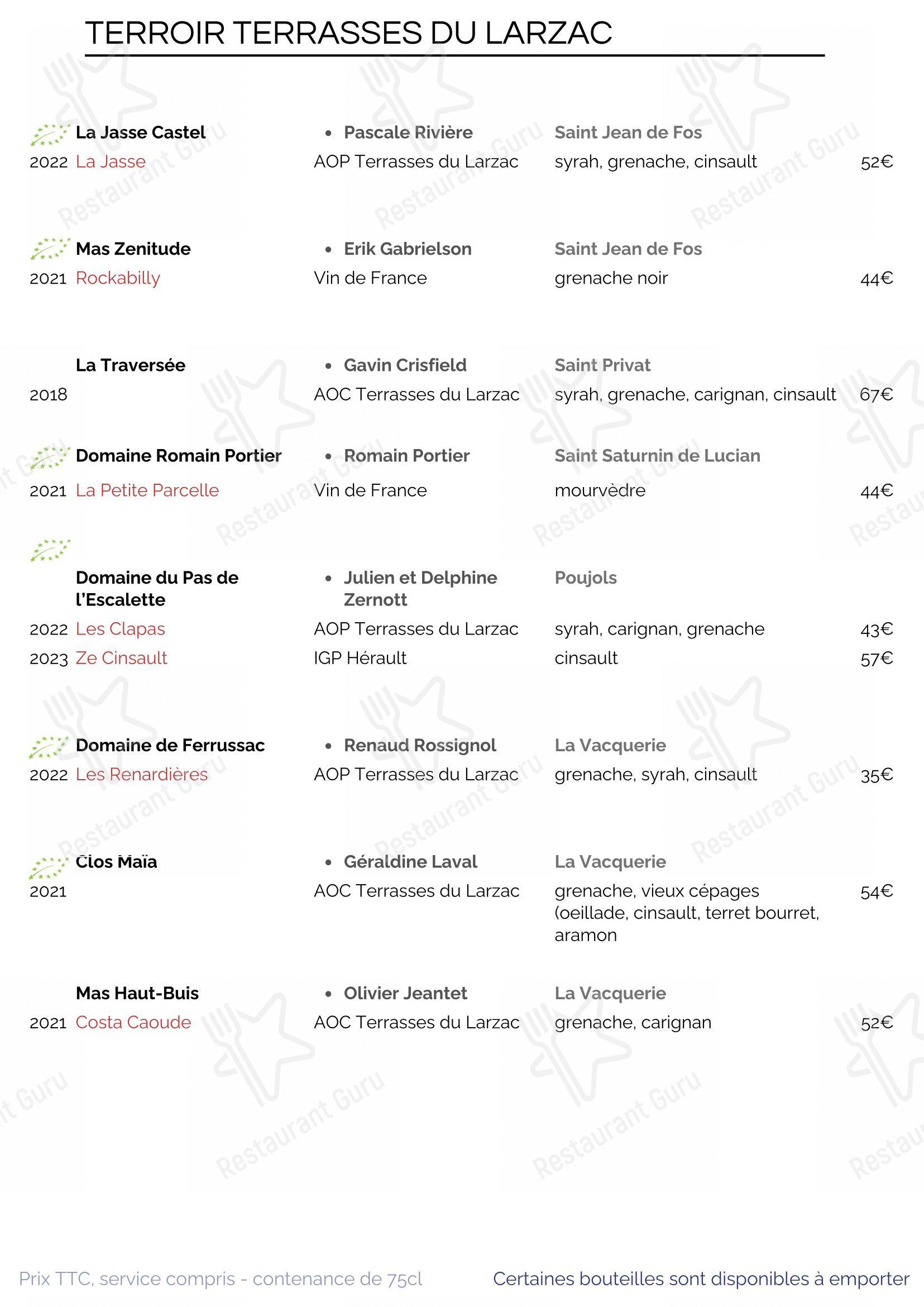 Menu bar pour SouKa Bistrot des Vins - Restaurant Caviste Bar a Vins dans Aniane