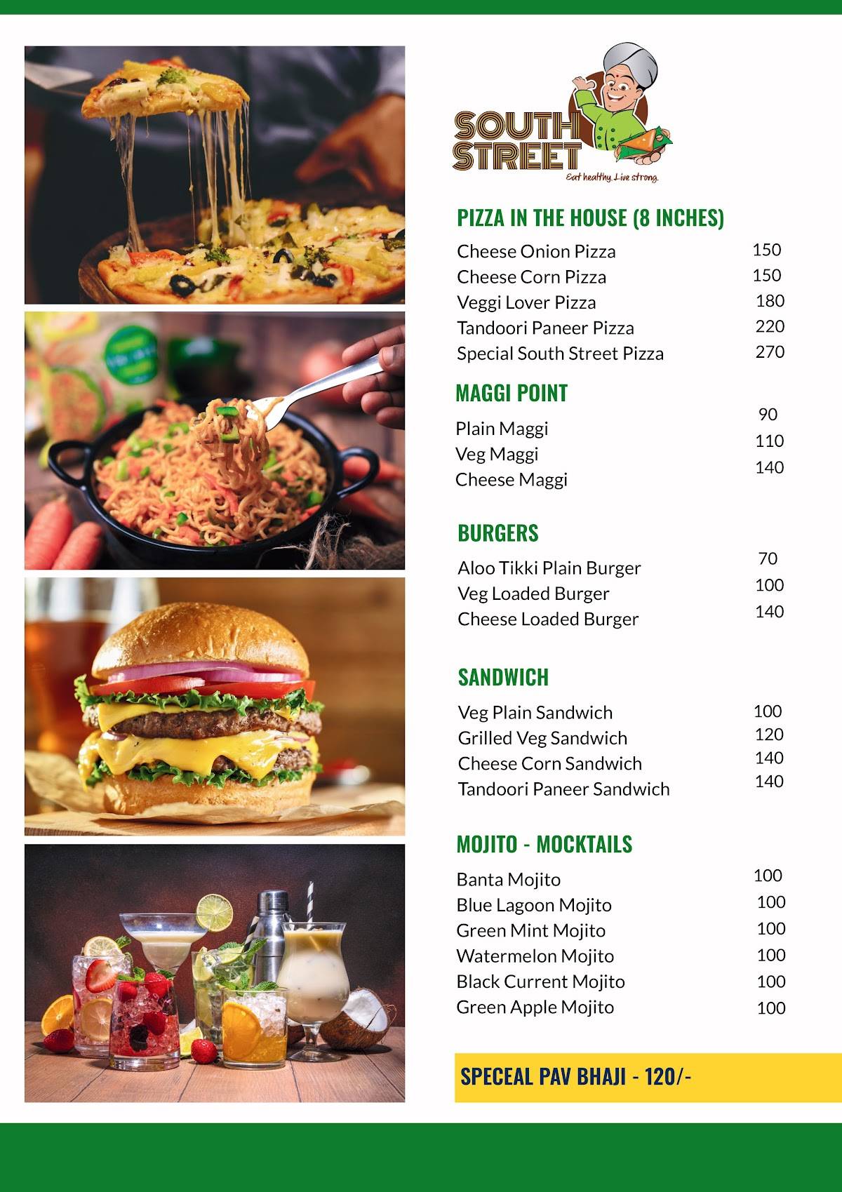 South Street menu