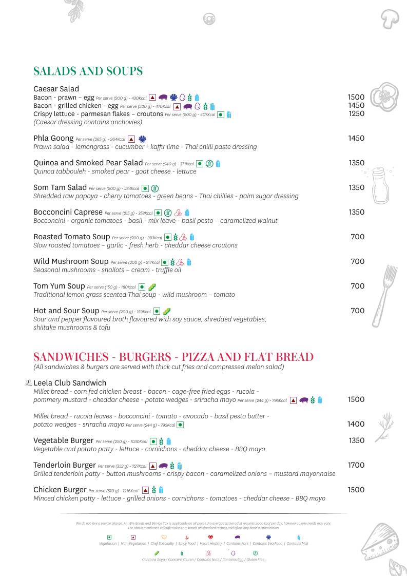 Spectra - The Leela Ambience Gurugram menu