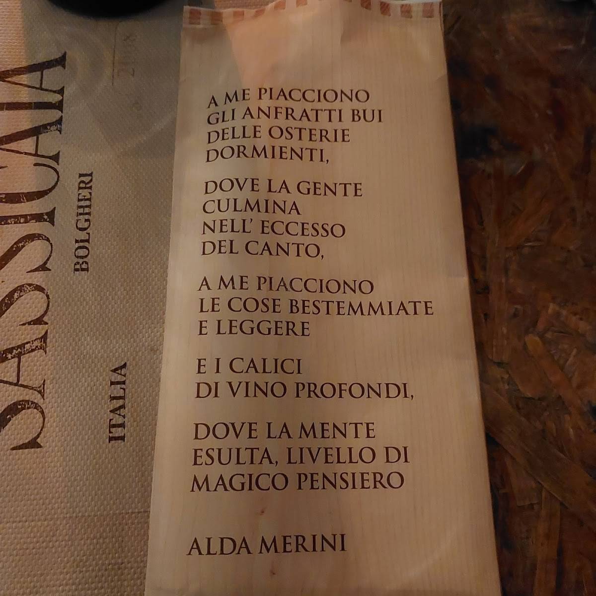 Menu di Spelonca Ristó 